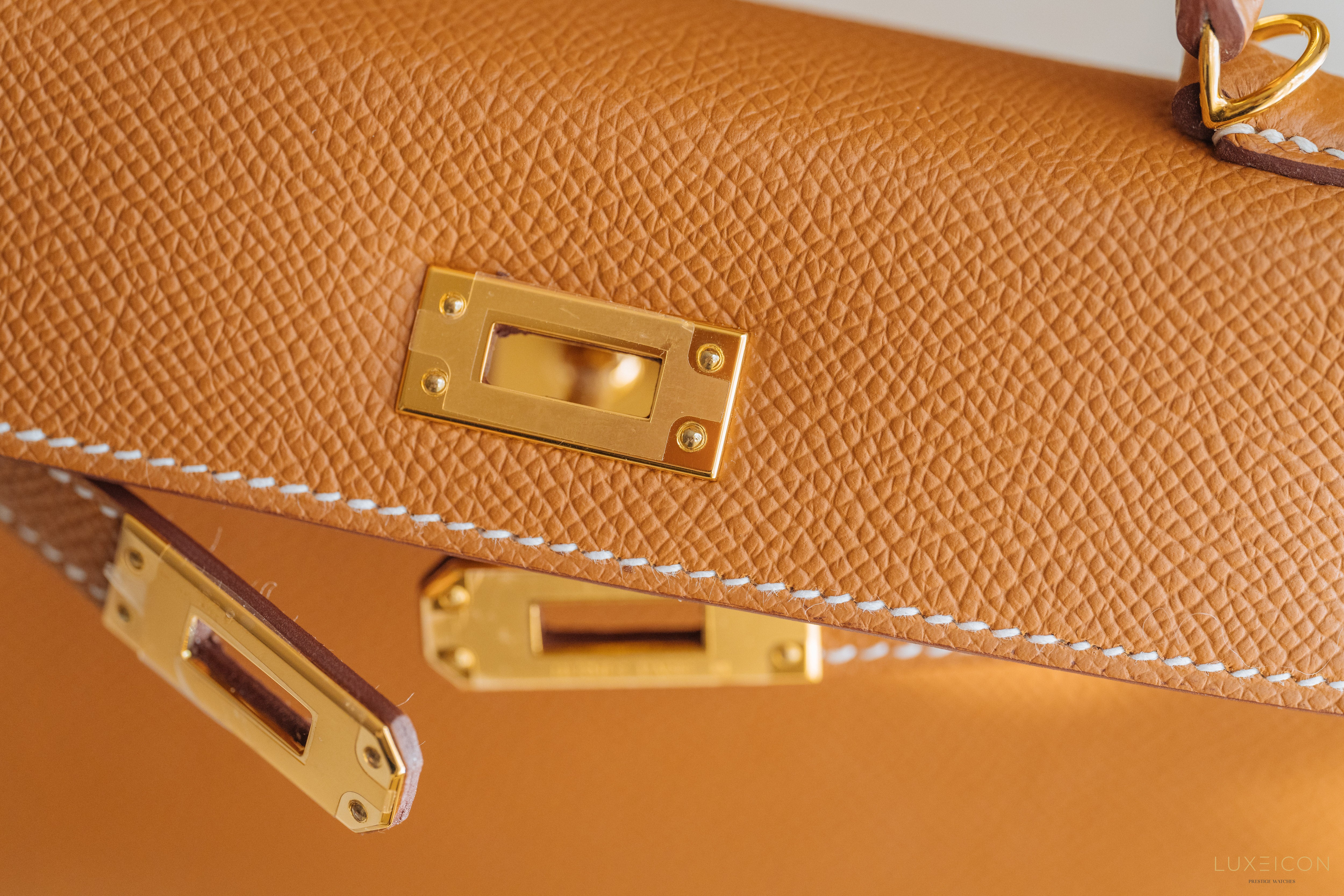 Hermes Mini Kelly II Epsom Gold GHW Stamp W