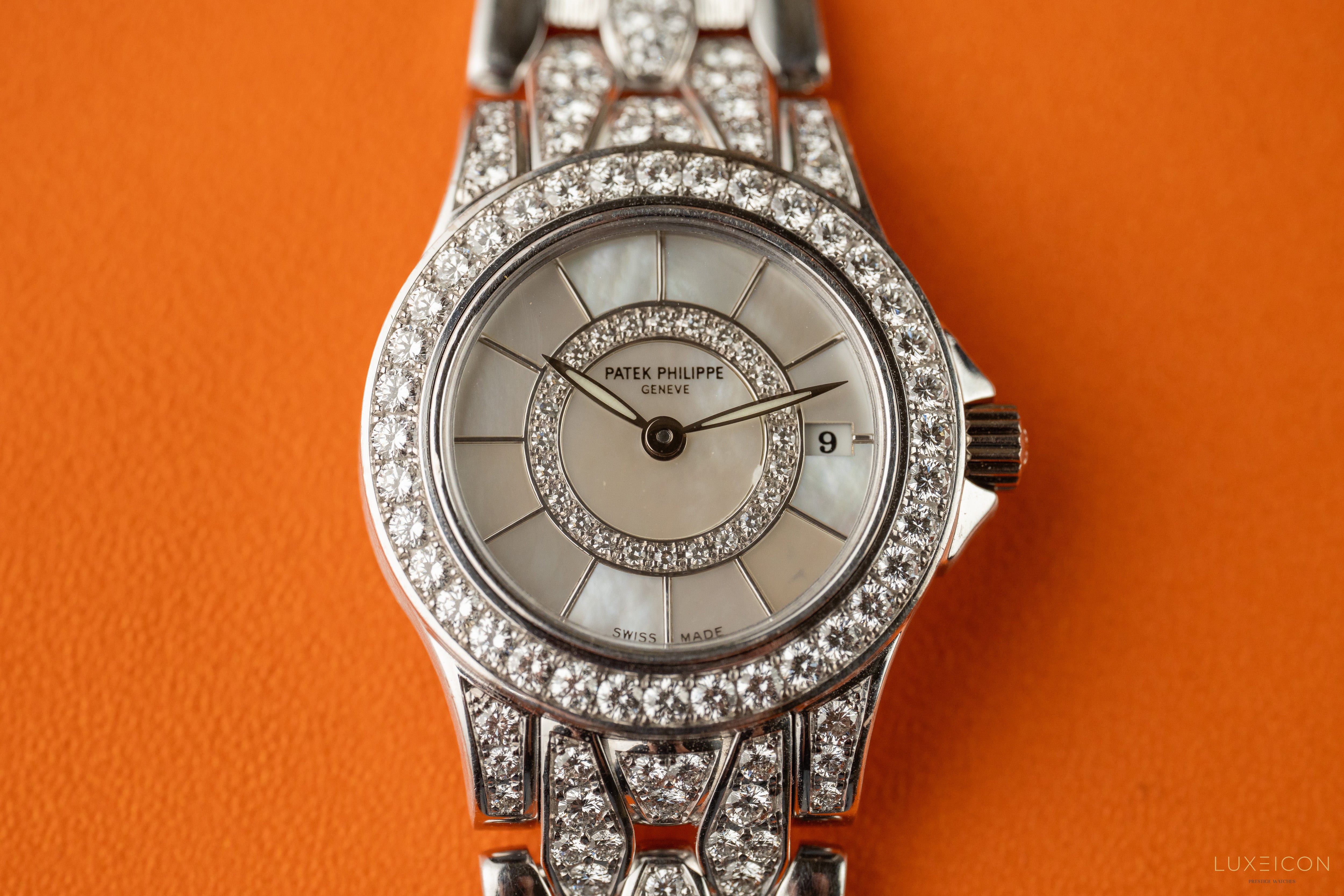 Patek Philippe Neptune White Gold Diamond Bracelet with Mother of Pearl Diamond Dial 4881/120G