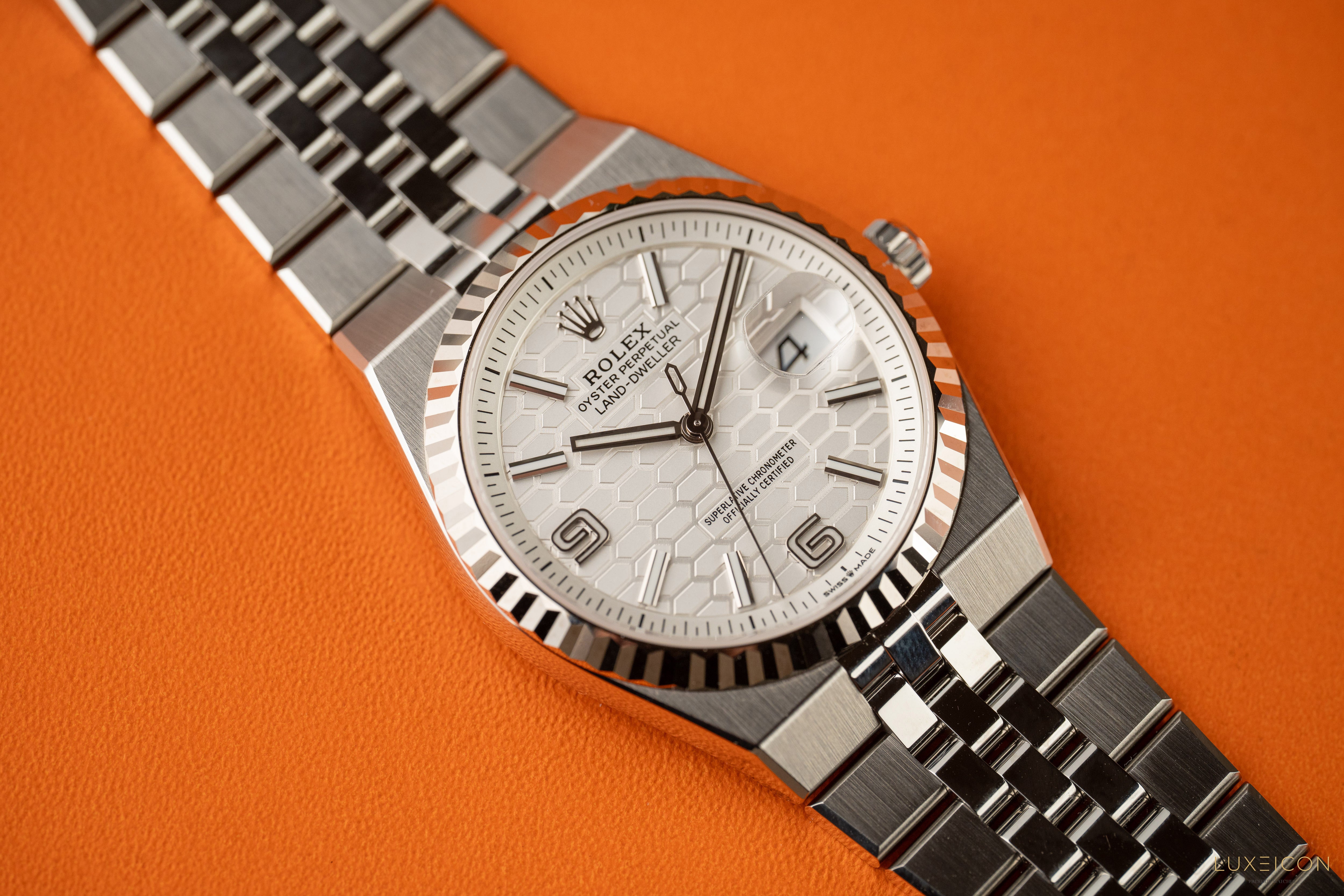 Rolex Land-Dweller 127234 36mm White Honeycomb Flat Jubilee 2026