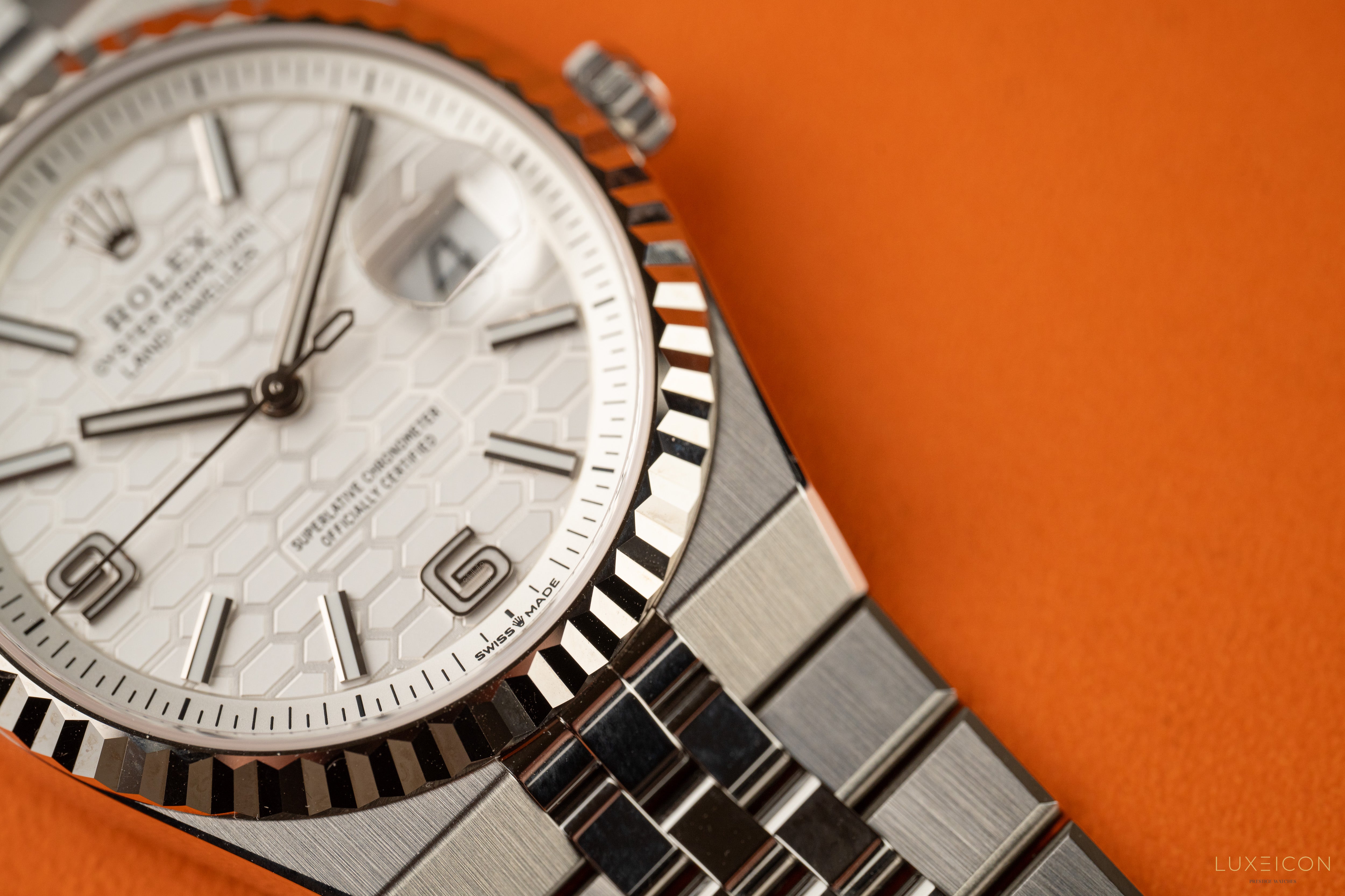 Rolex Land-Dweller 127234 36mm White Honeycomb Flat Jubilee 2026