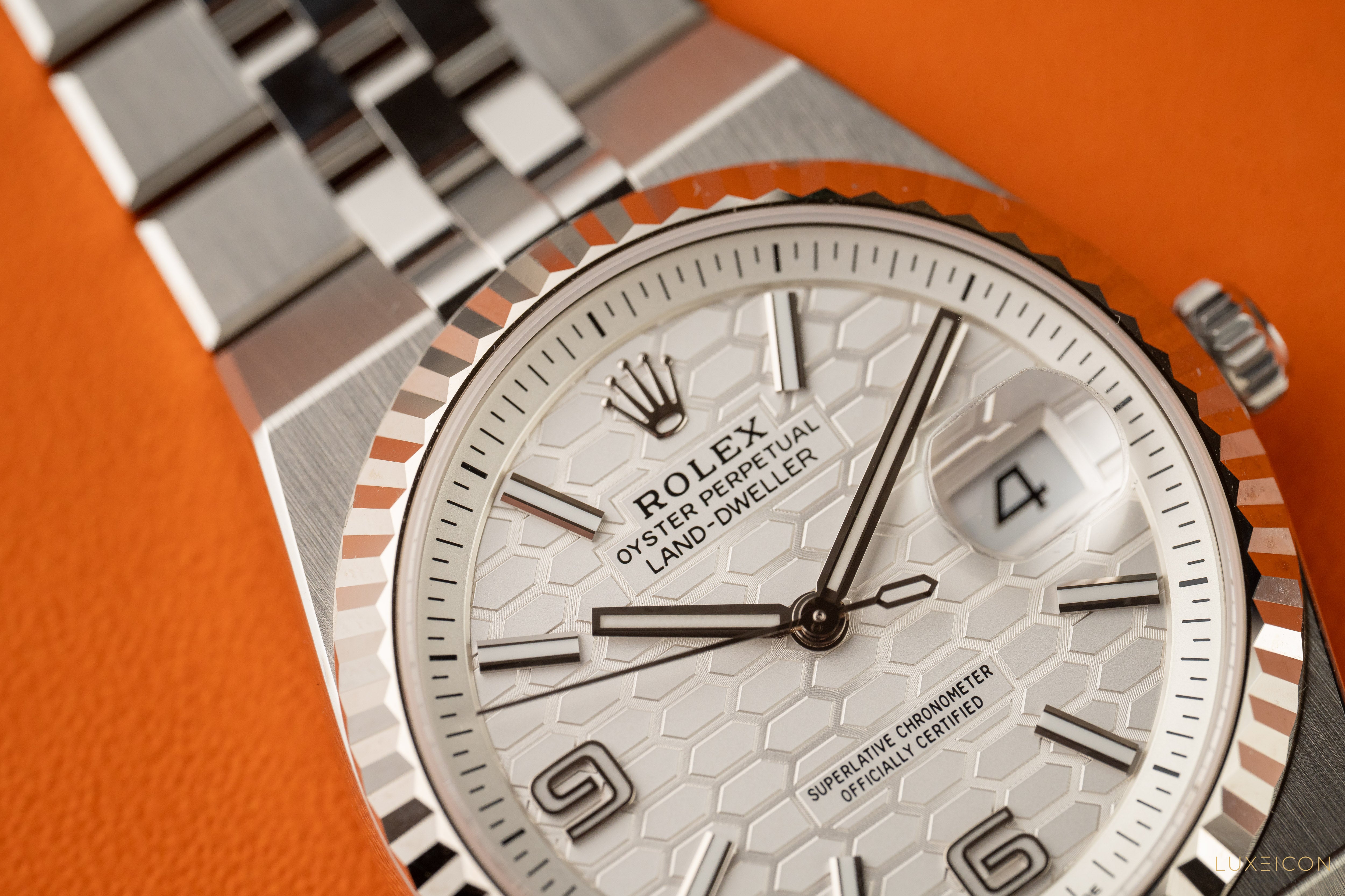 Rolex Land-Dweller 127234 36mm White Honeycomb Flat Jubilee 2026