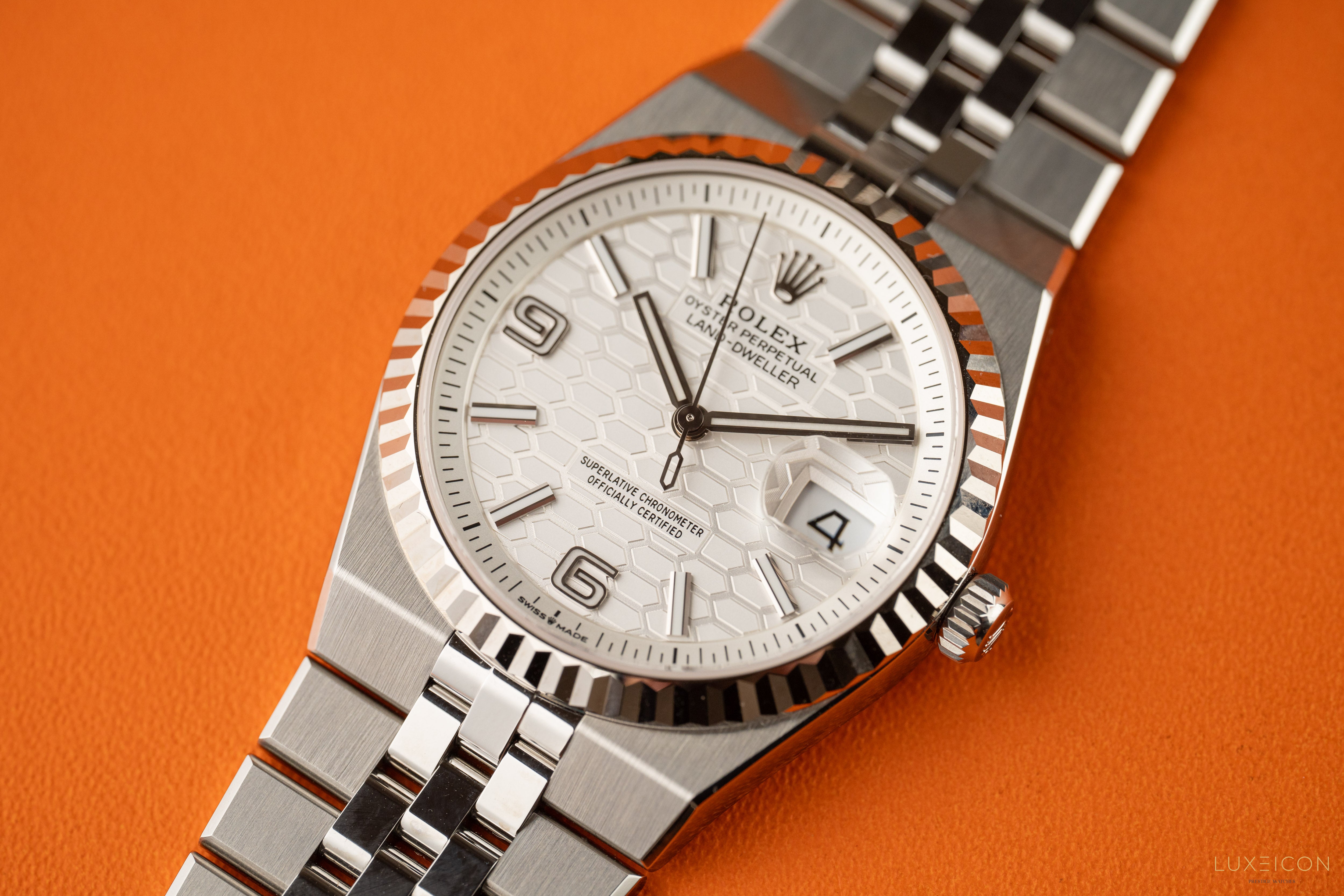 Rolex Land-Dweller 127234 36mm White Honeycomb Flat Jubilee 2026