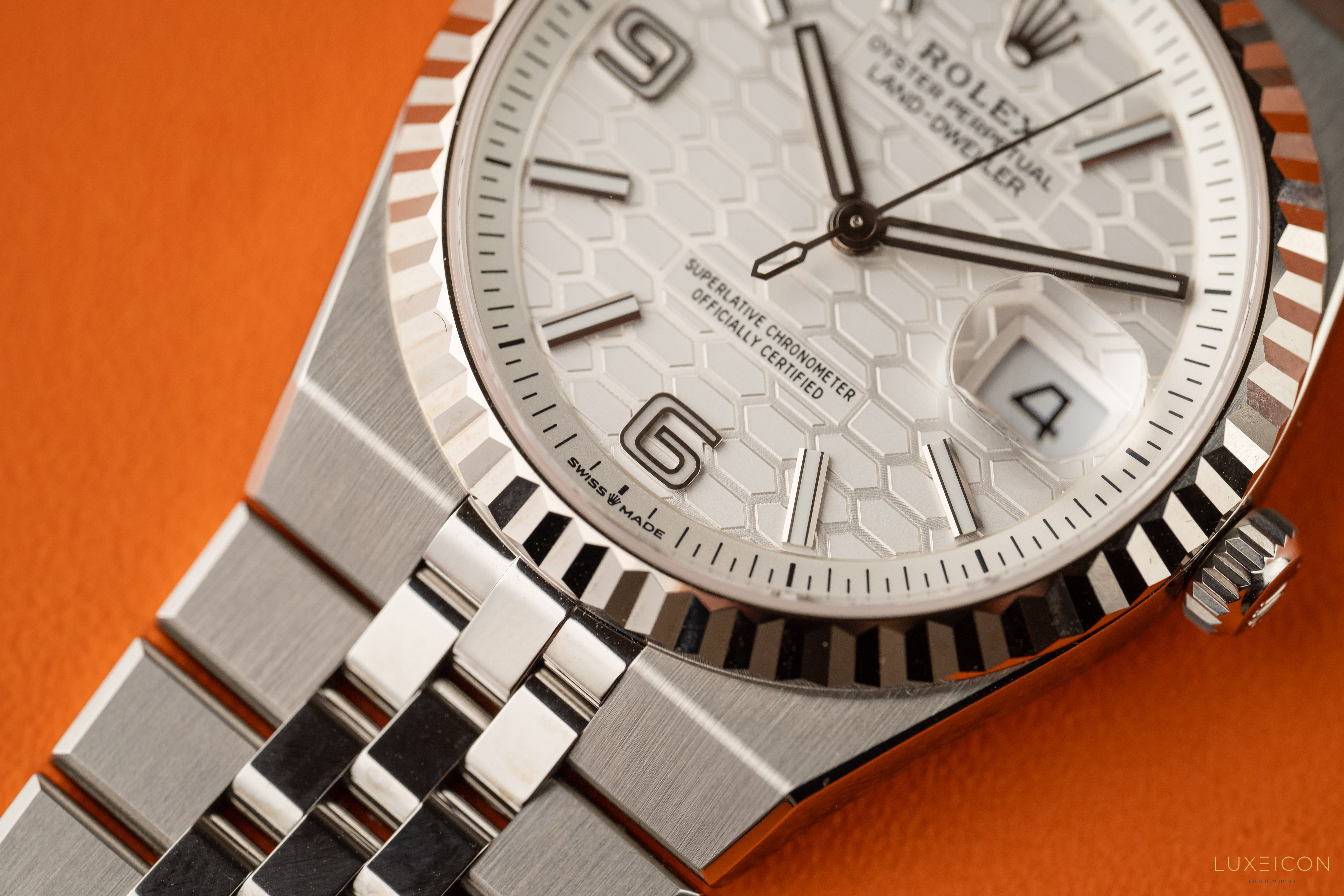 Rolex Land-Dweller 127234 36mm White Honeycomb Flat Jubilee 2026