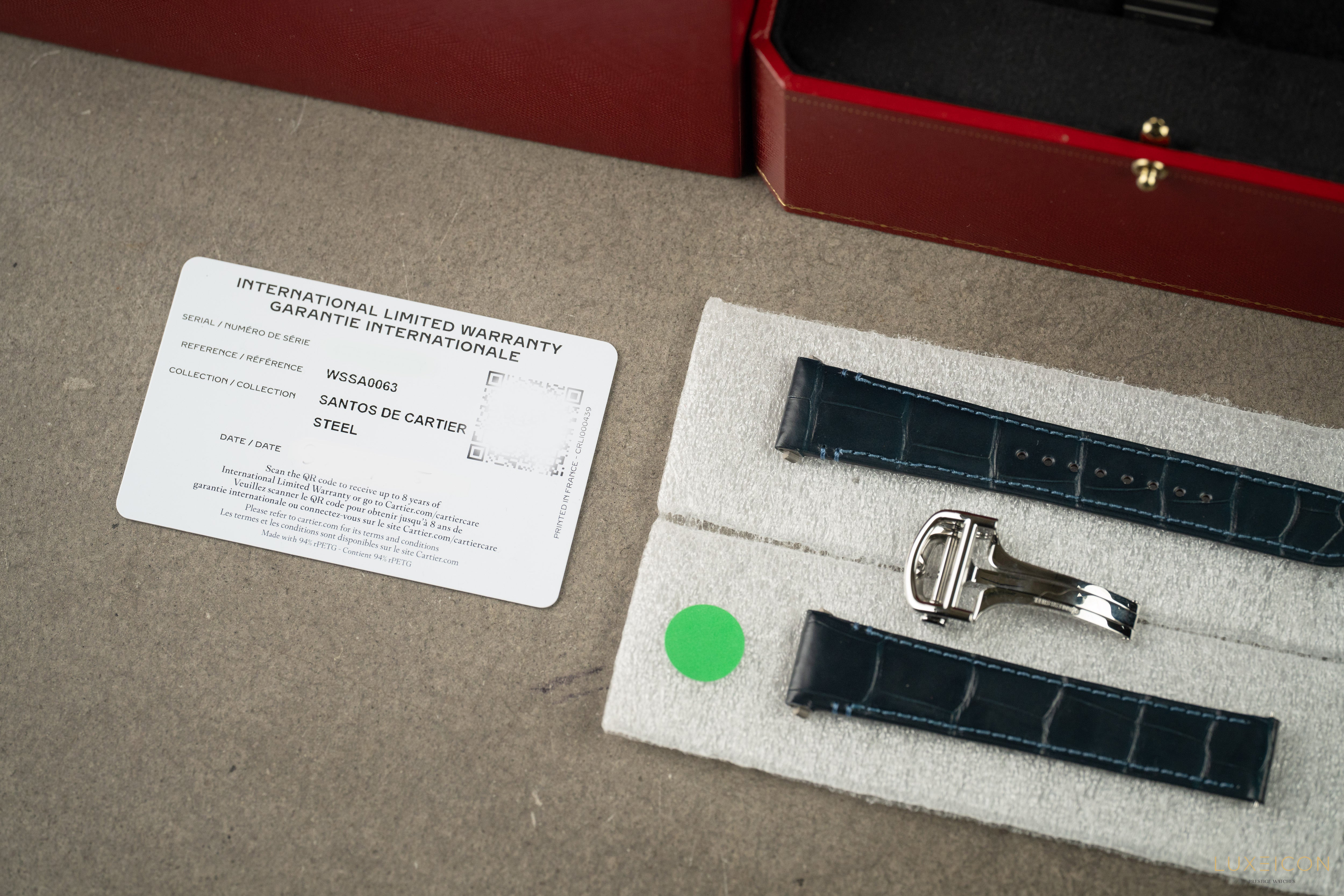 Cartier Santos De Cartier Blue Dial Medium Stainless Steel Bracelet 2025