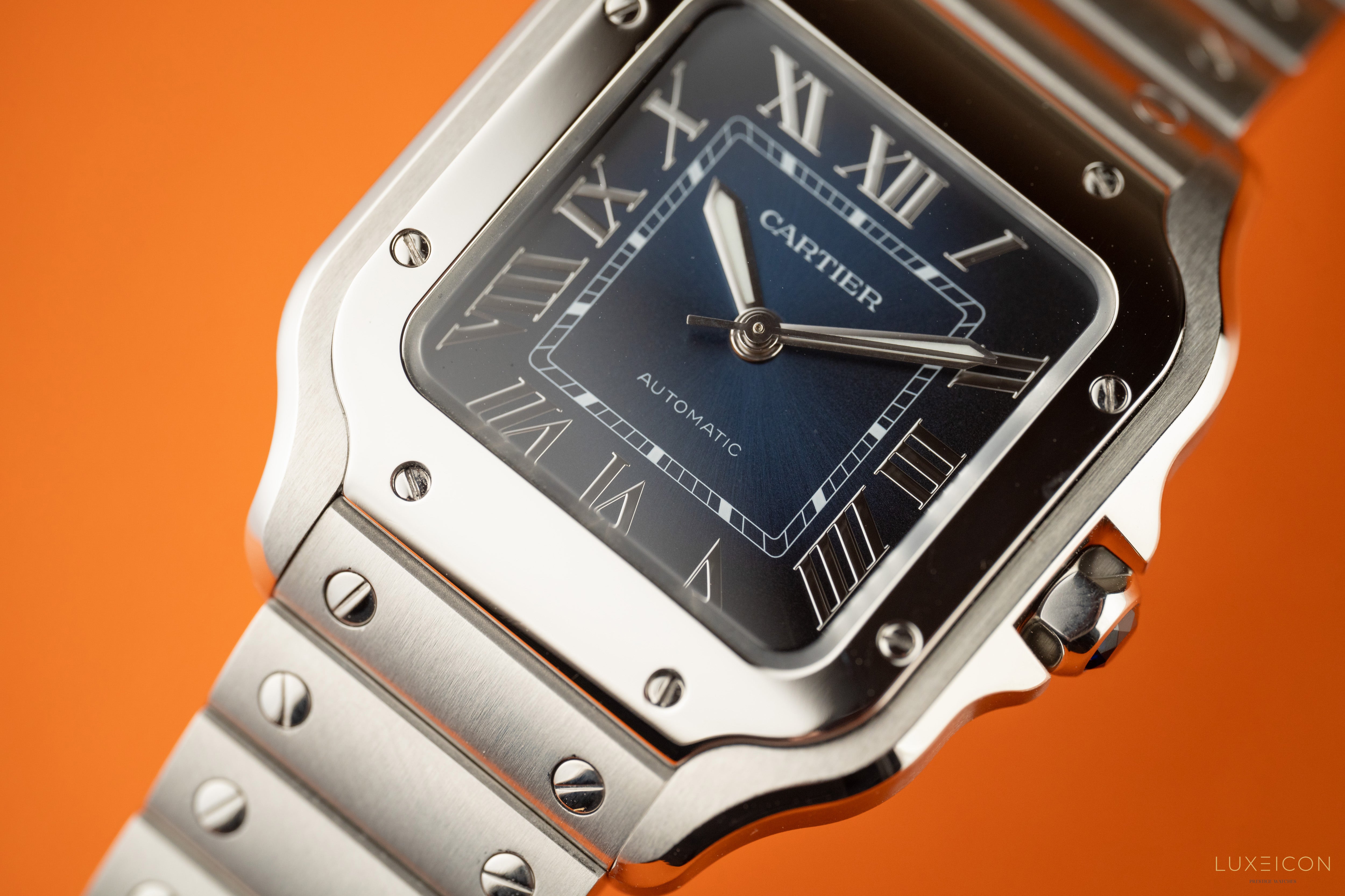 Cartier Santos De Cartier Blue Dial Medium Stainless Steel Bracelet 2025