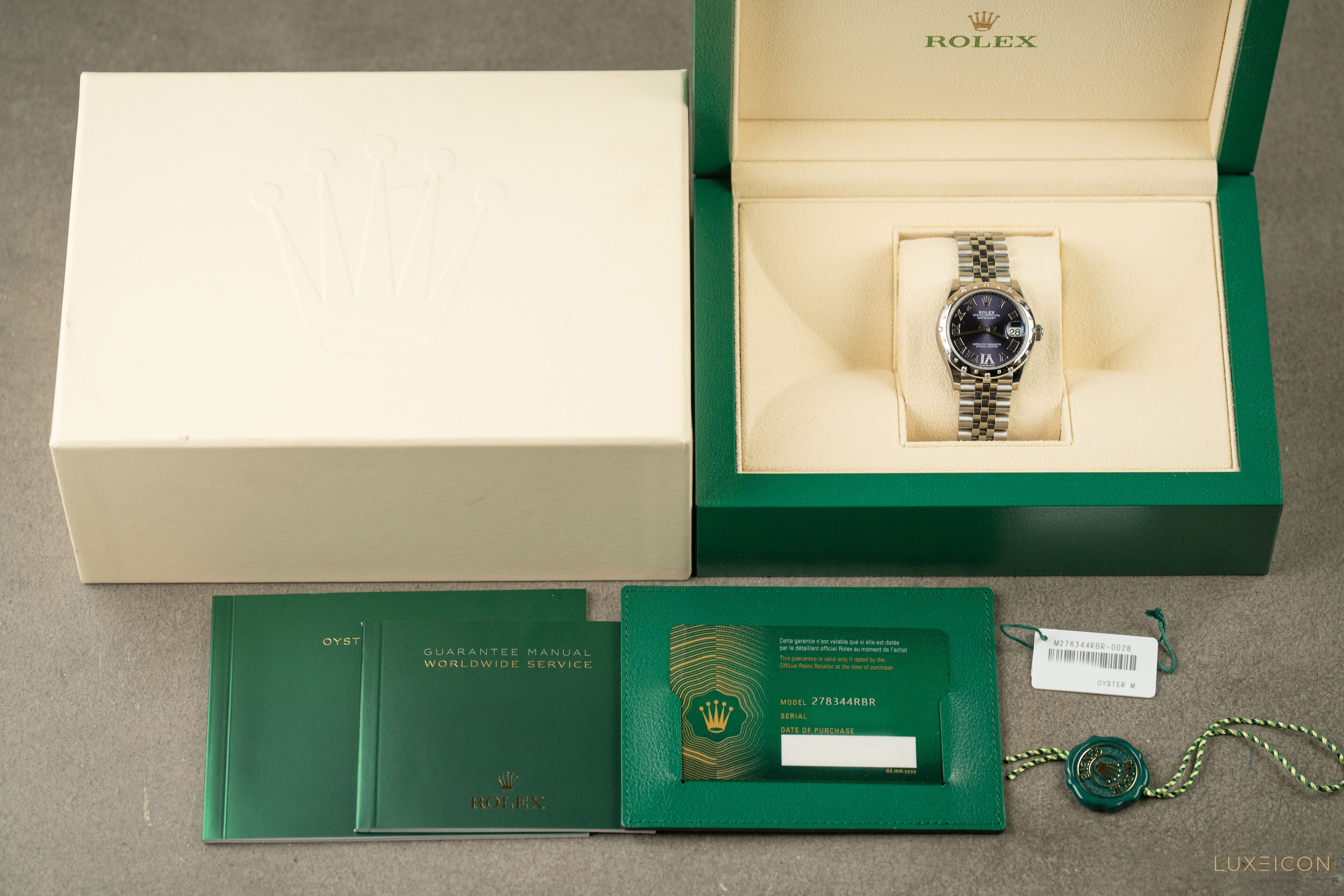 Rolex Datejust 31 Purple Diamond VI Dial Diamond Bezel Jubilee Bracelet 278344RBR