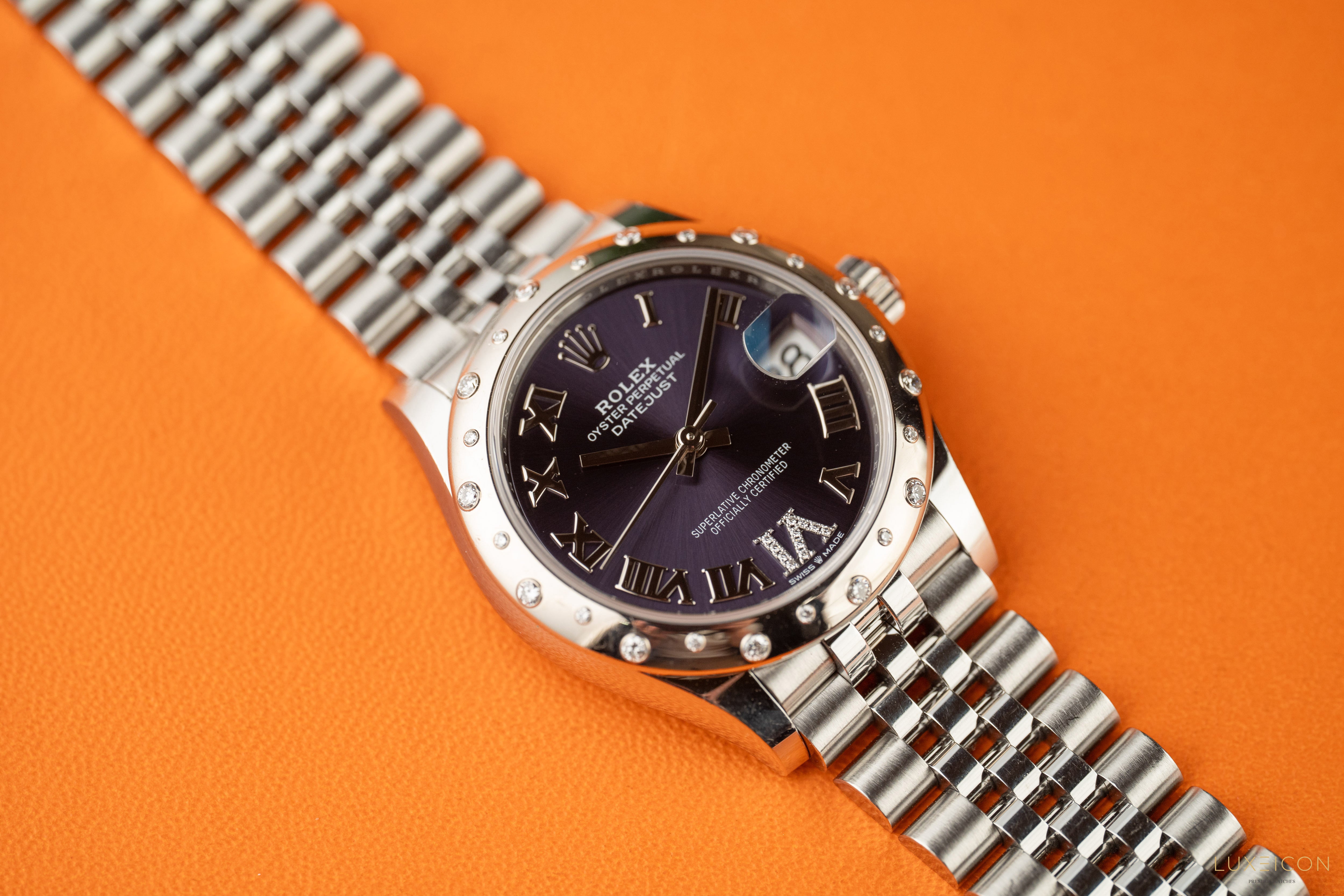 Rolex Datejust 31 Purple Diamond VI Dial Diamond Bezel Jubilee Bracelet 278344RBR