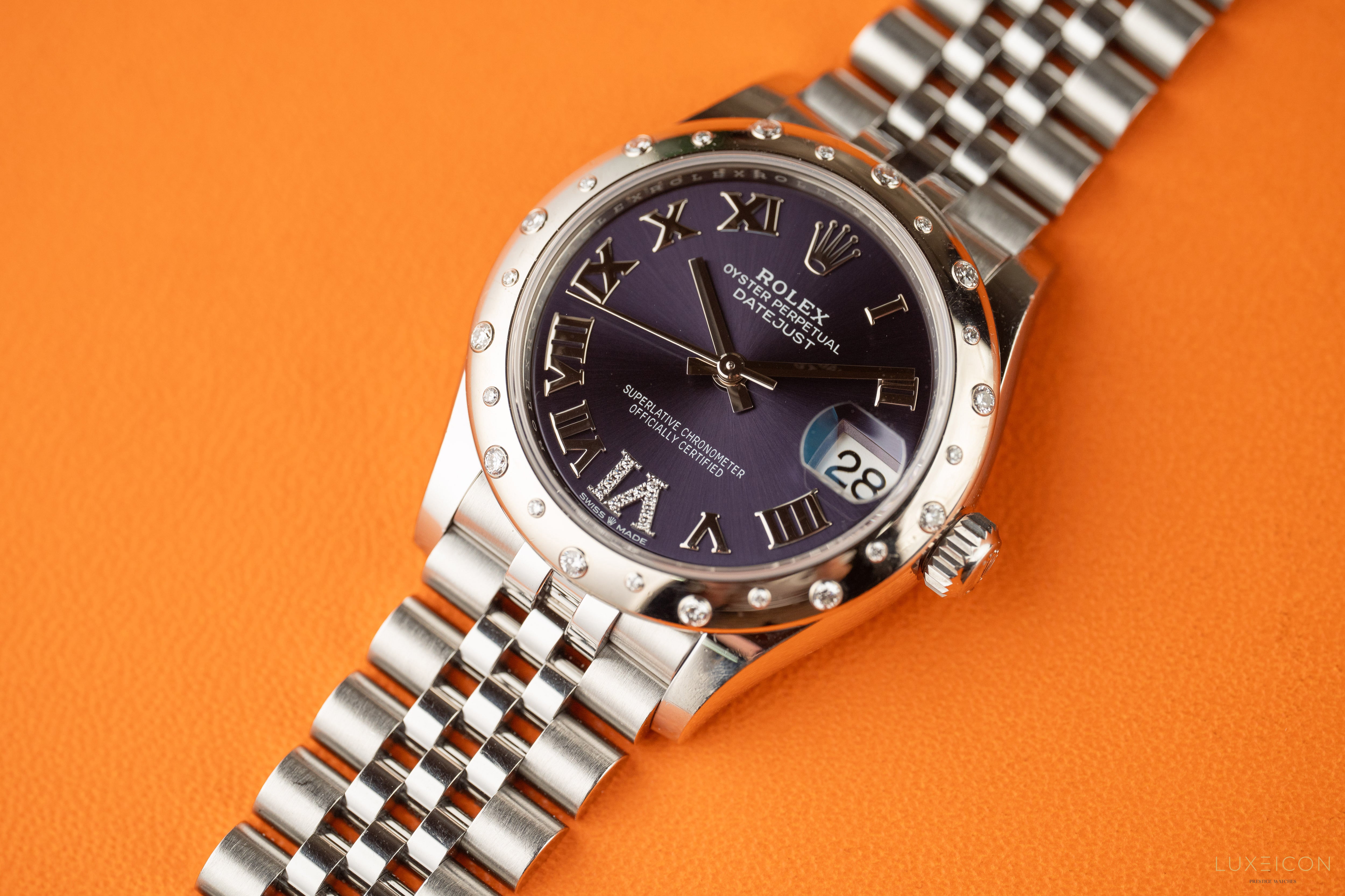 Rolex Datejust 31 Purple Diamond VI Dial Diamond Bezel Jubilee Bracelet 278344RBR
