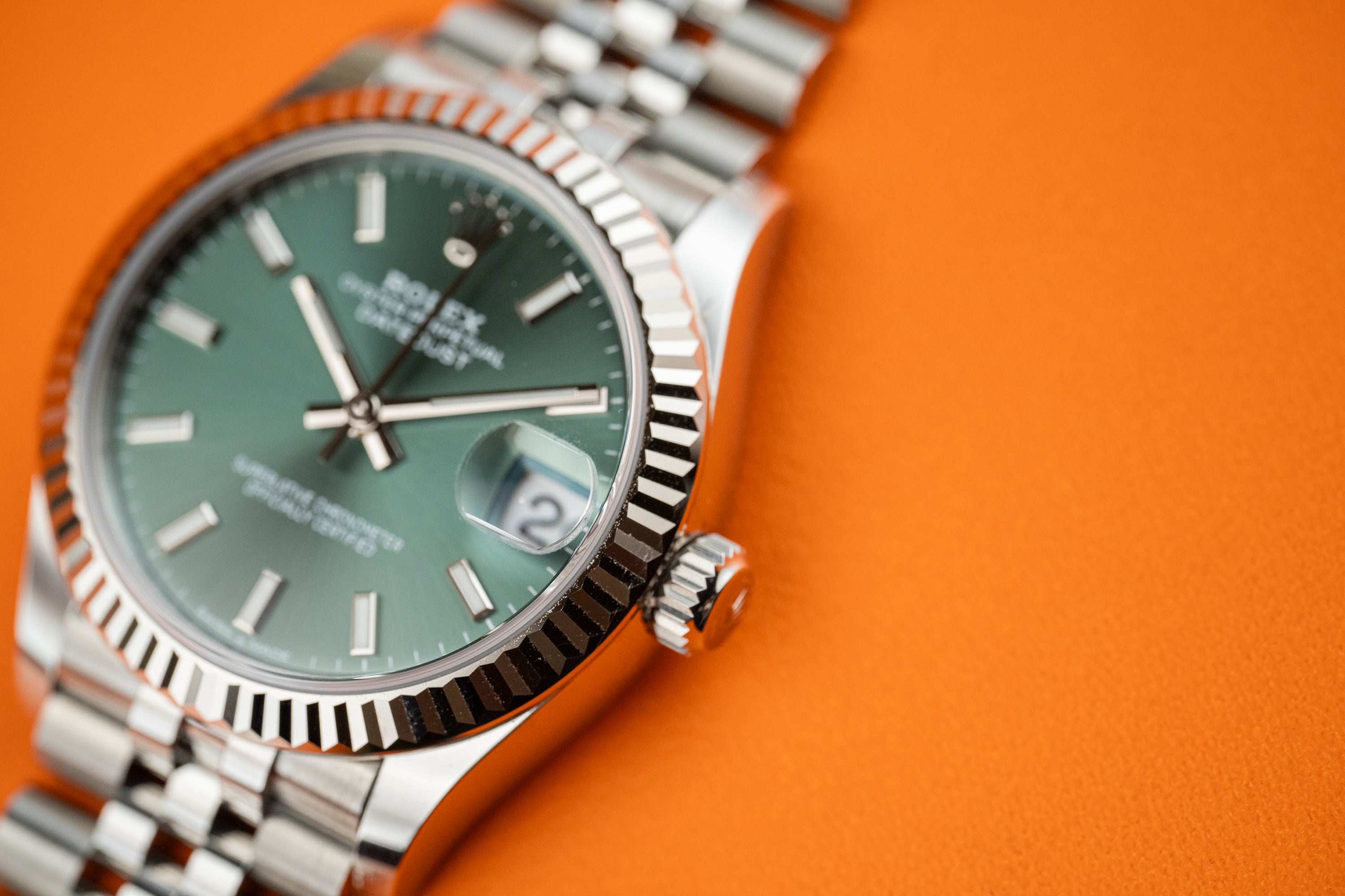 Rolex Datejust 31 Ladies Stainless Steel Green Dial Fluted Bezel Jubilee 278274 2022