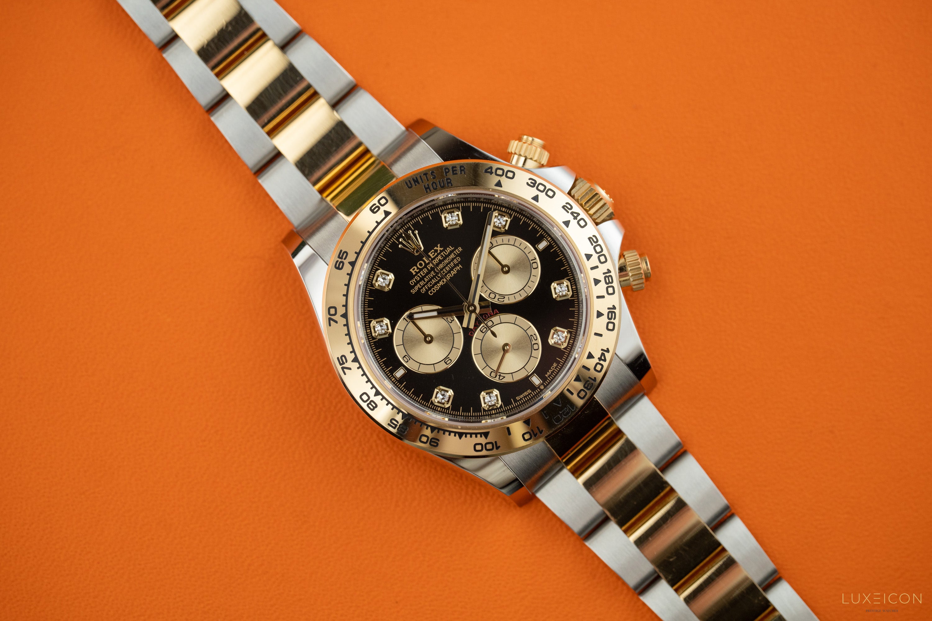 Rolex Cosmograph Daytona 40 Yellow Gold Two Tone Black Diamond Dial 126503 2025