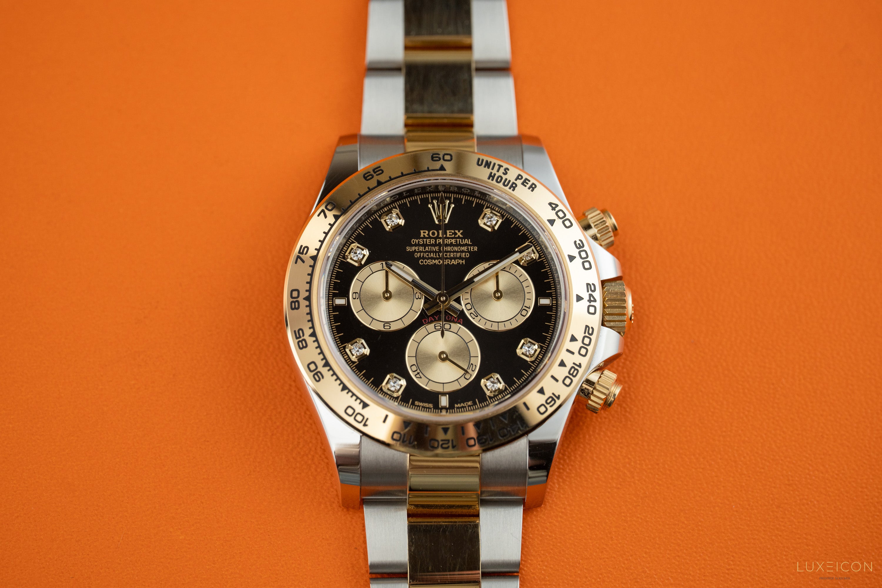 Rolex Cosmograph Daytona 40 Yellow Gold Two Tone Black Diamond Dial 126503 2025