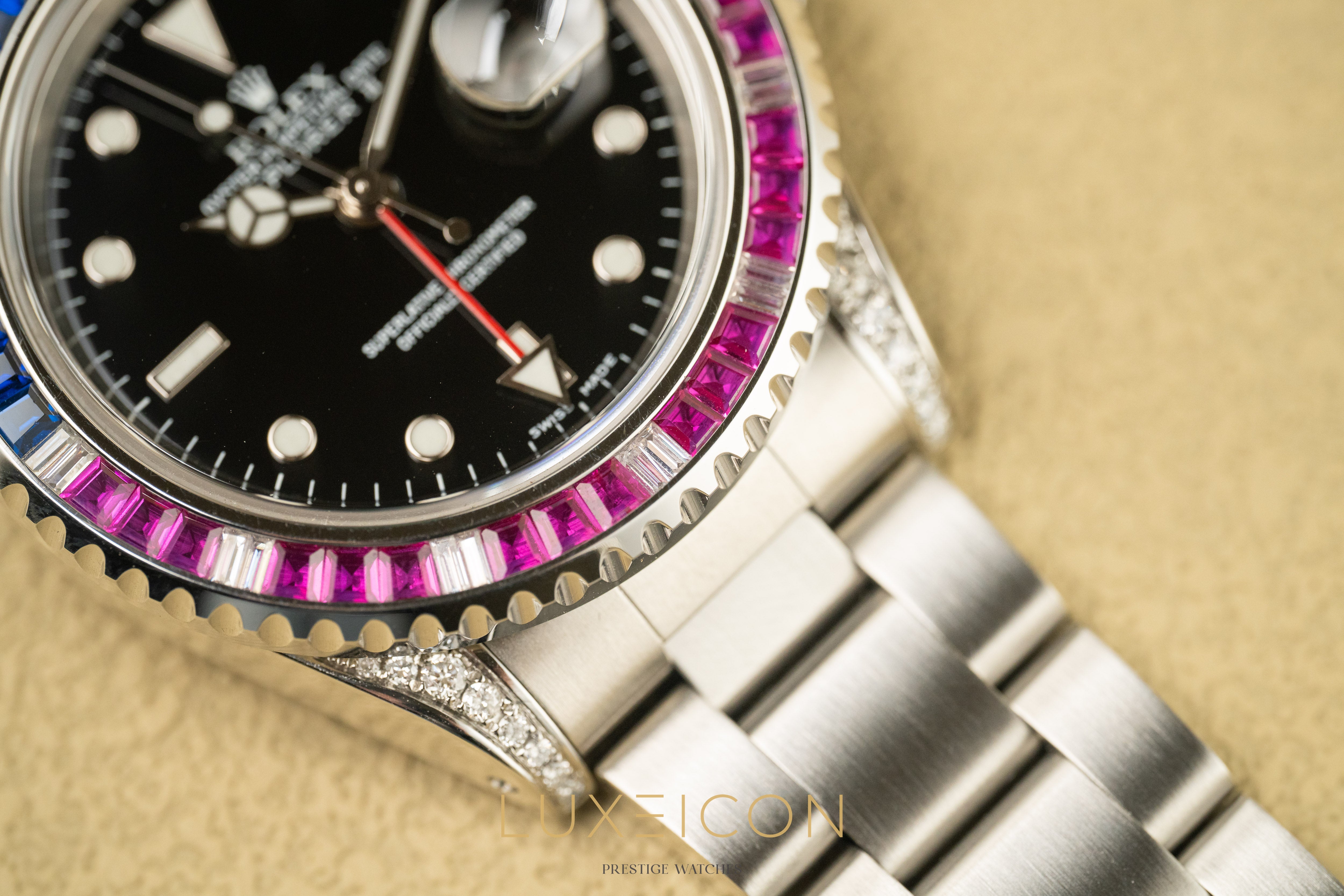 Rolex Explorer II 16570 Black Dial Mens 40mm with customized SARU Bezel Watch Only 1999