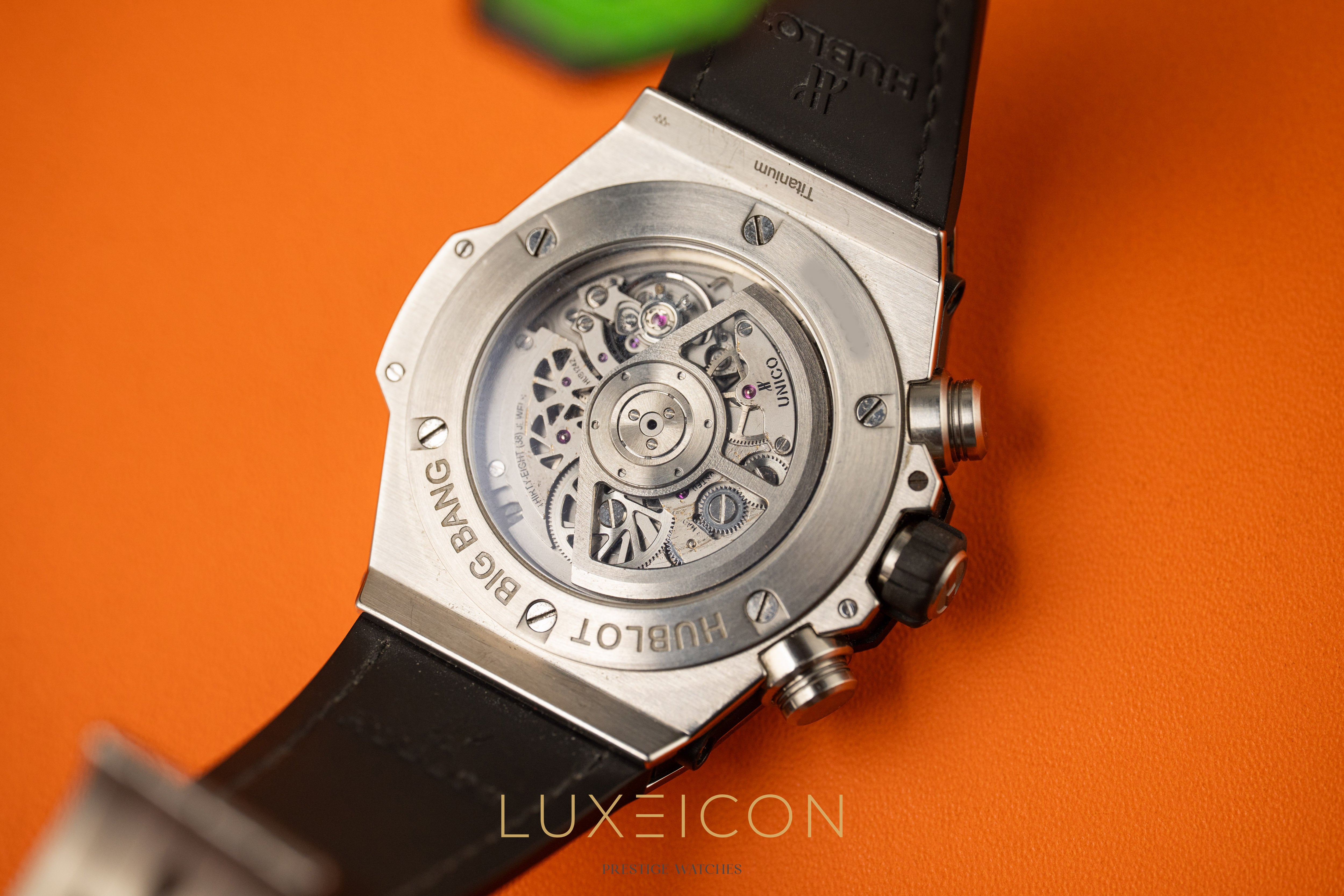 Hublot Big Bang Unico Customised Rainbow Sapphire Titanium Date Chronograph