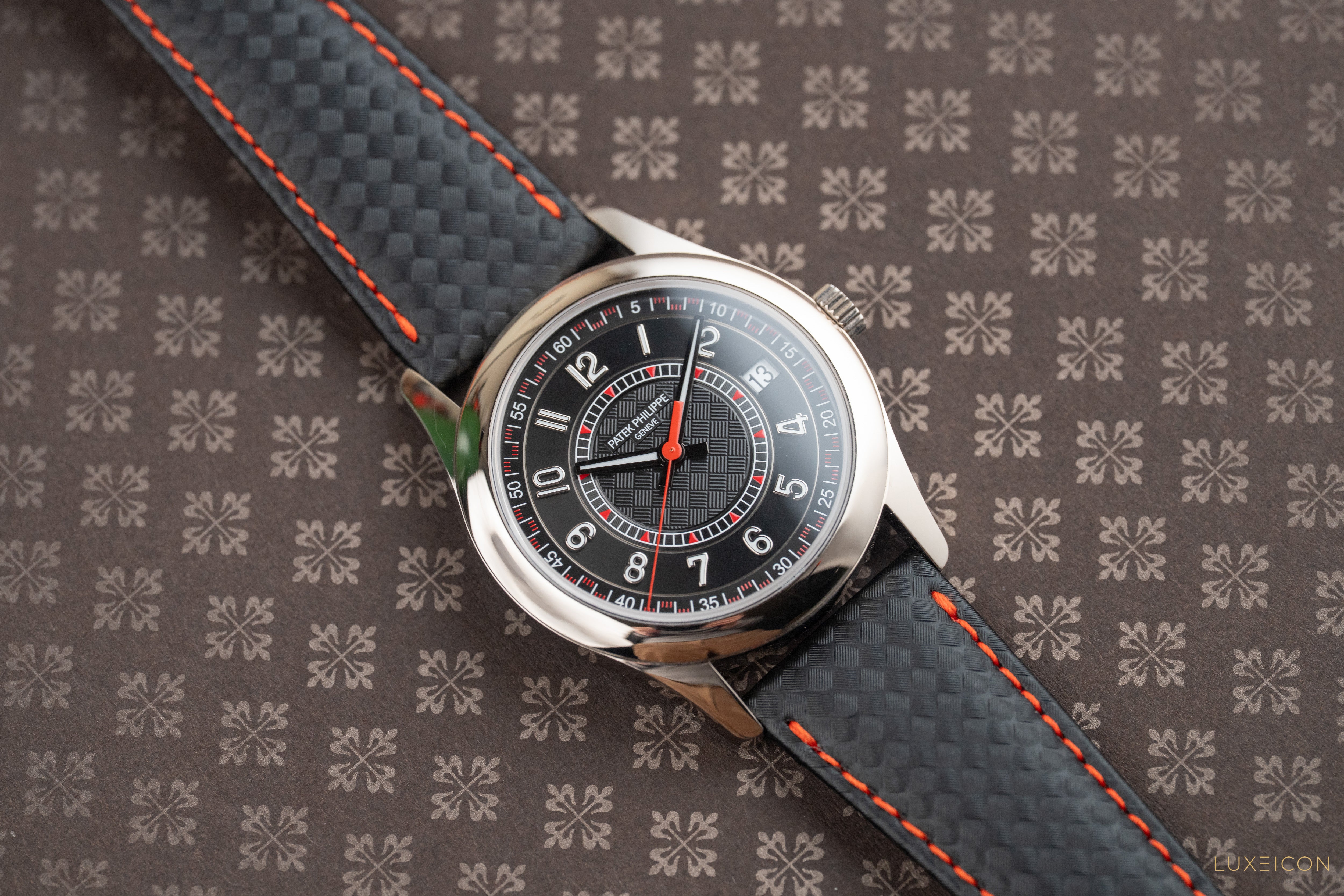Patek Philippe Calatrava White Gold Ebony Carbon Red Dial 40mm 6007G-010