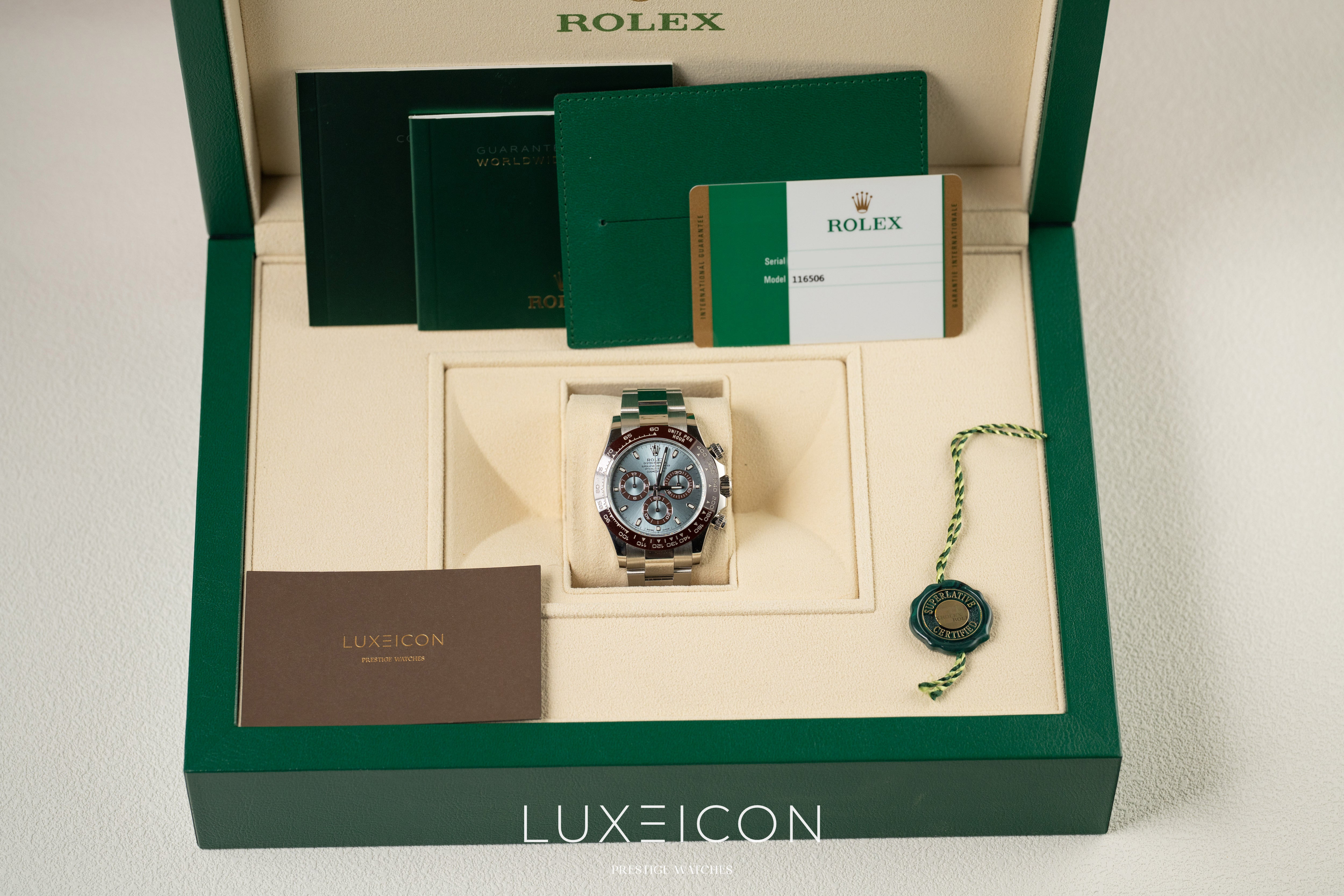 Rolex Cosmograph Daytona Platinum Ice Blue Index Dial 40mm 116506