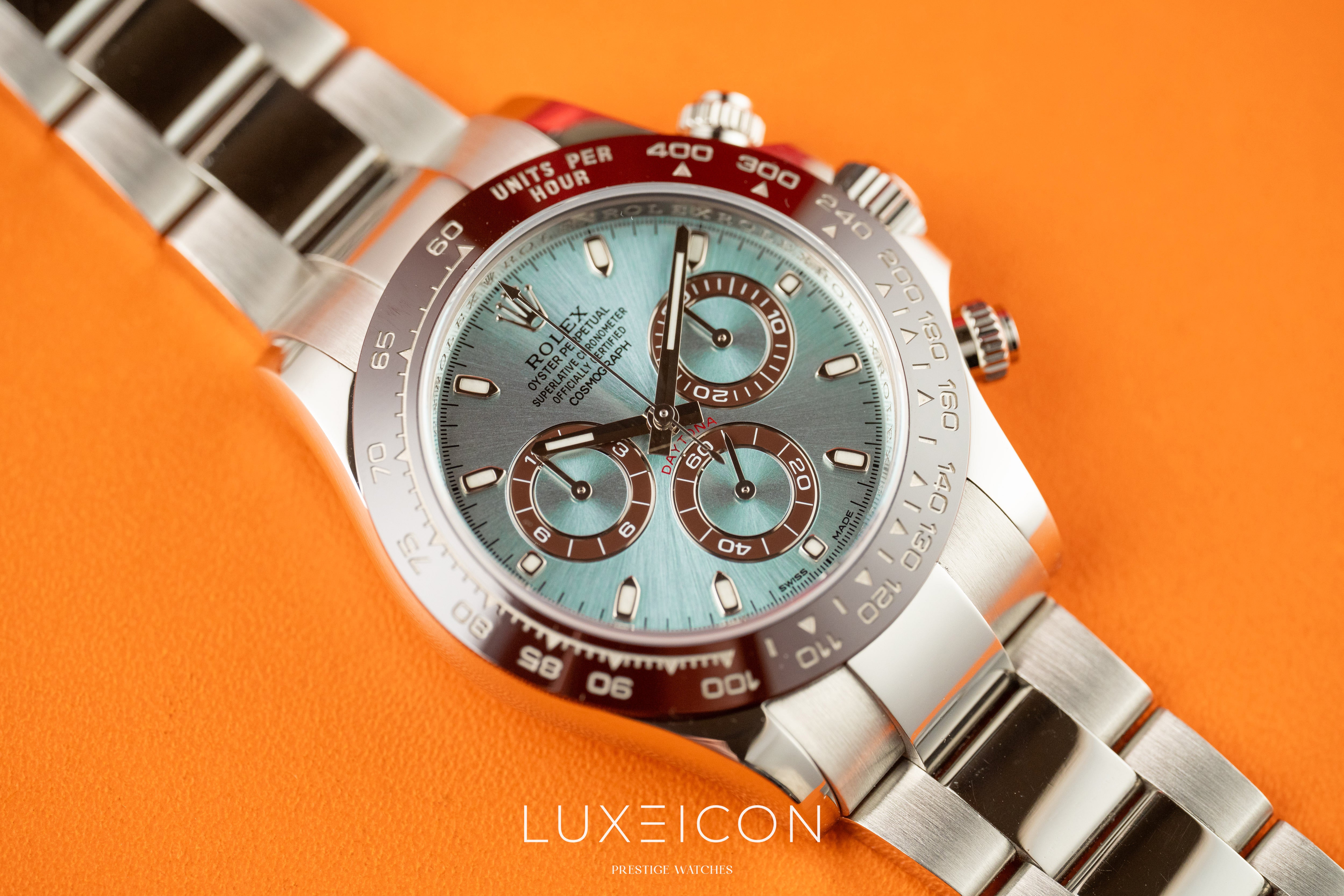 Rolex Cosmograph Daytona Platinum Ice Blue Index Dial 40mm 116506