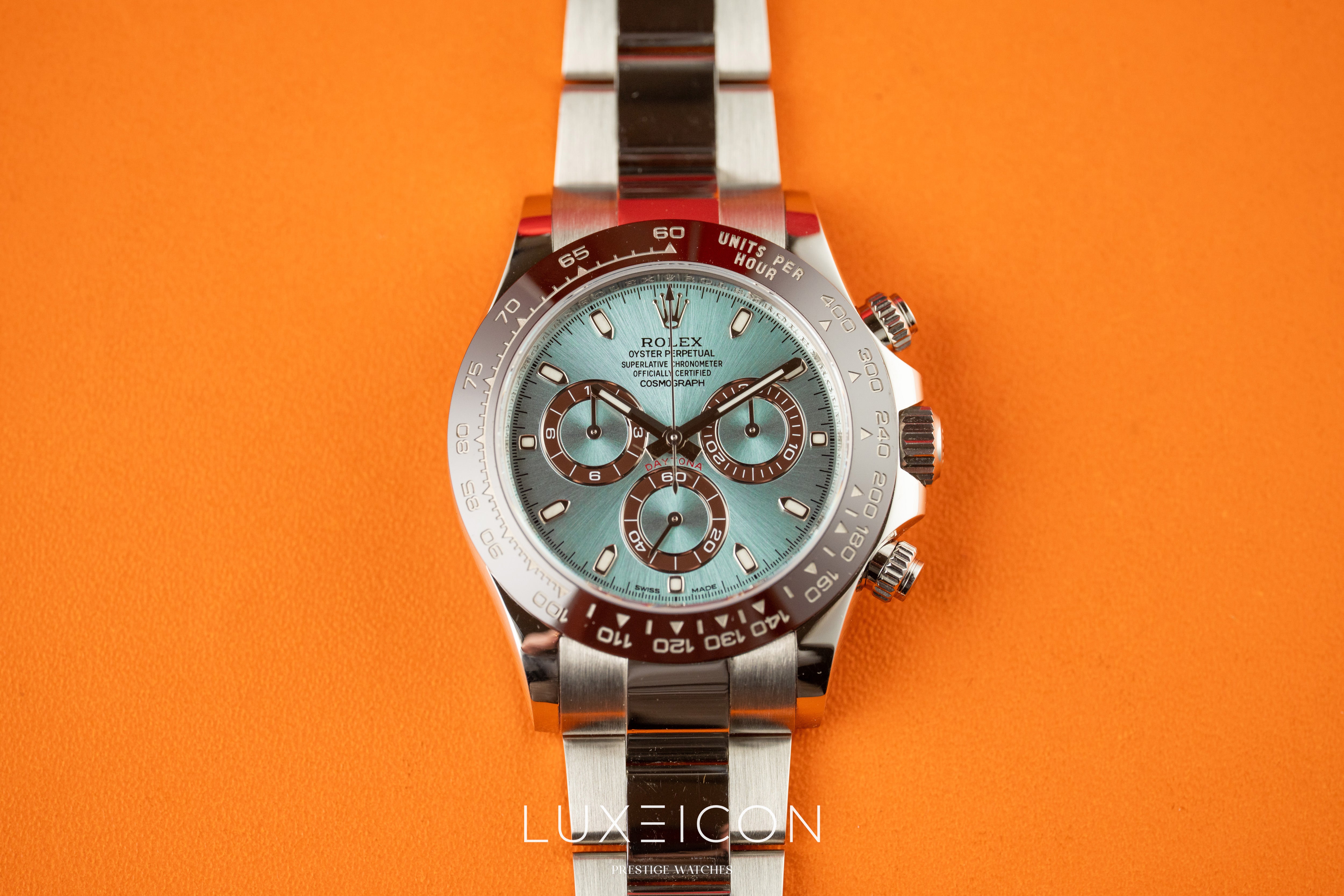 Rolex Cosmograph Daytona Platinum Ice Blue Index Dial 40mm 116506