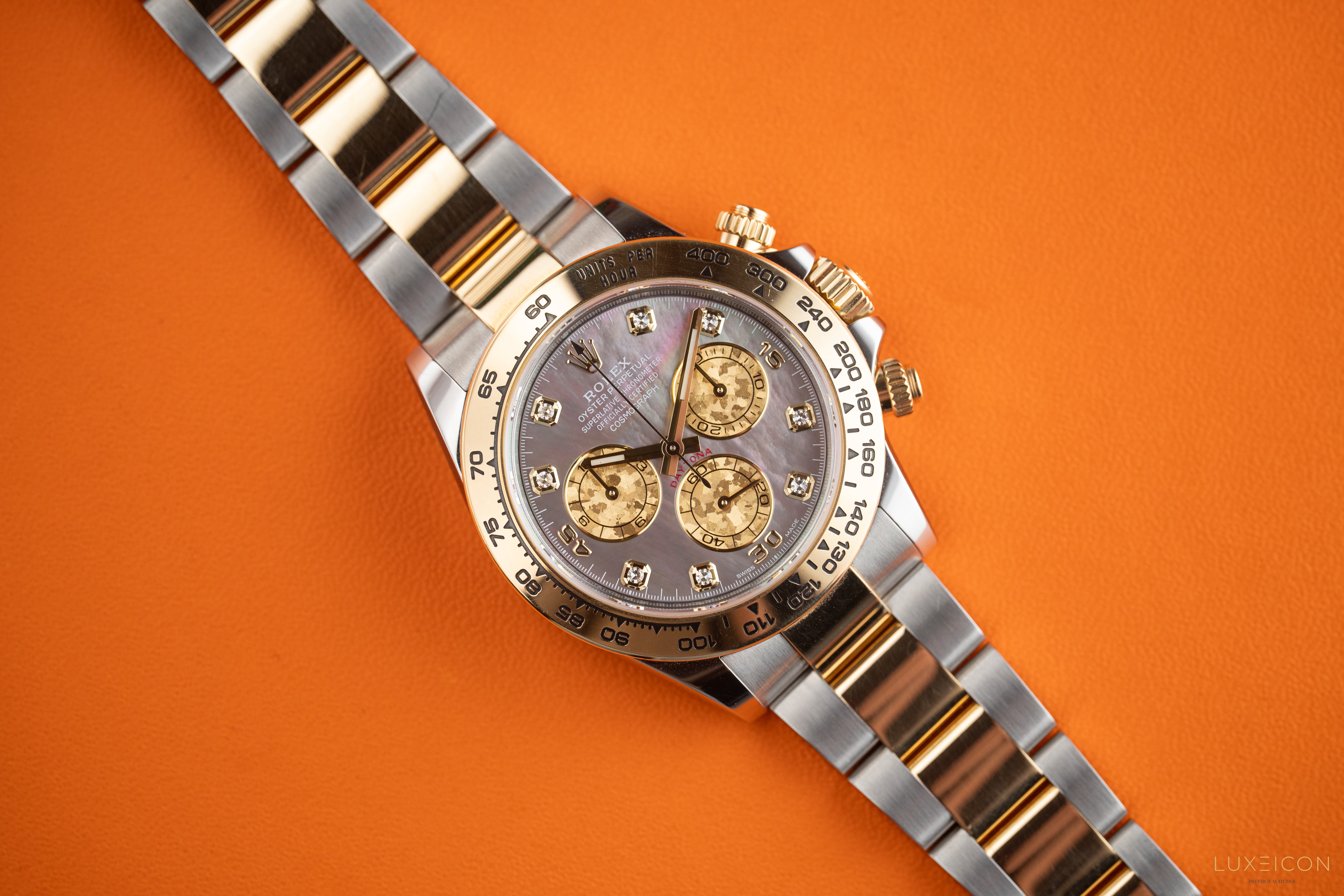 Rolex Daytona 116503 Black Mother of Pearl (MOP) Diamond Tahitian Dial Two Tone Yellow Gold 2020
