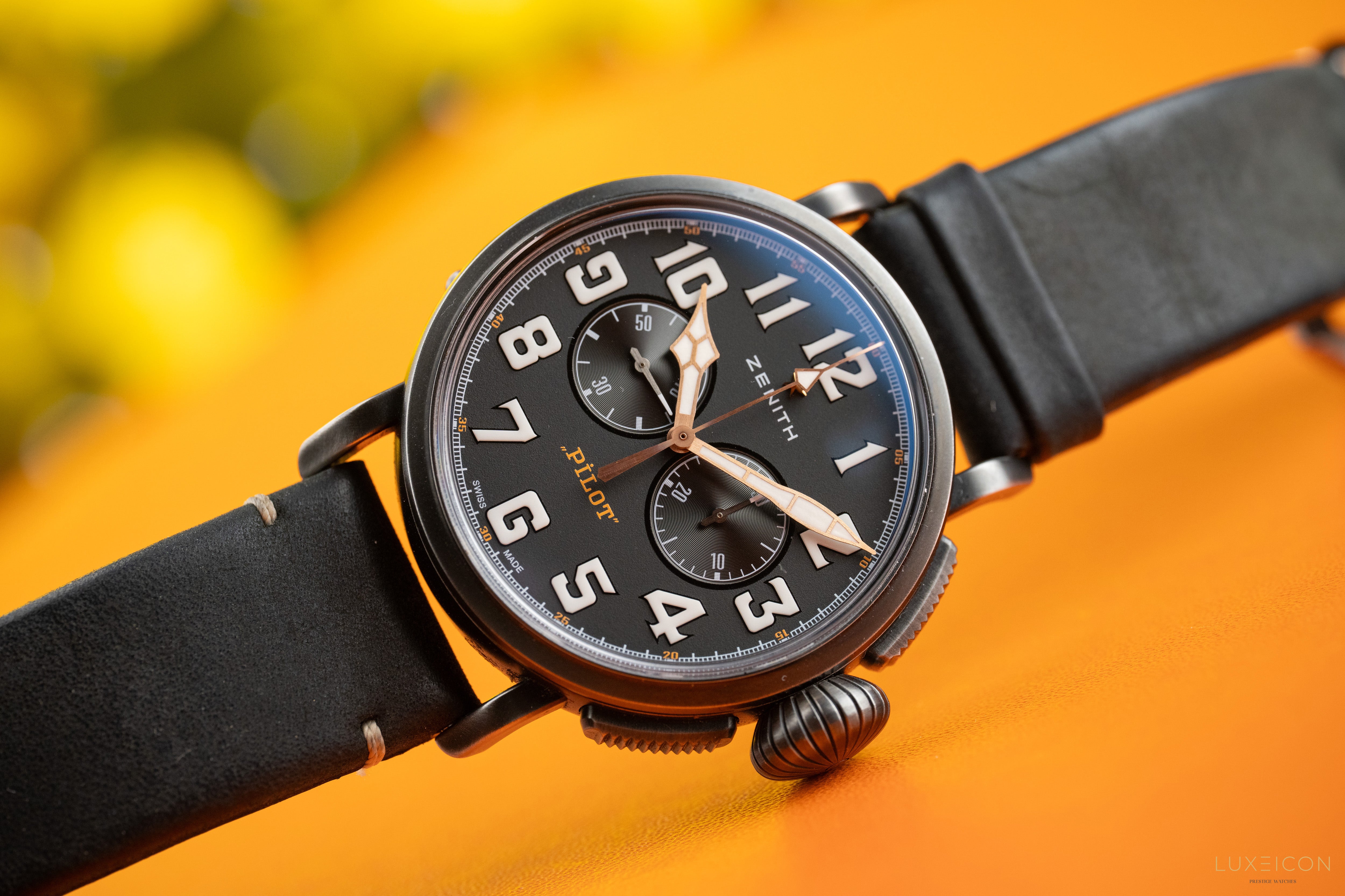 Zenith Pilot Type 20 Chronograph Ton-Up Stainless Steel Black Arabic Dial