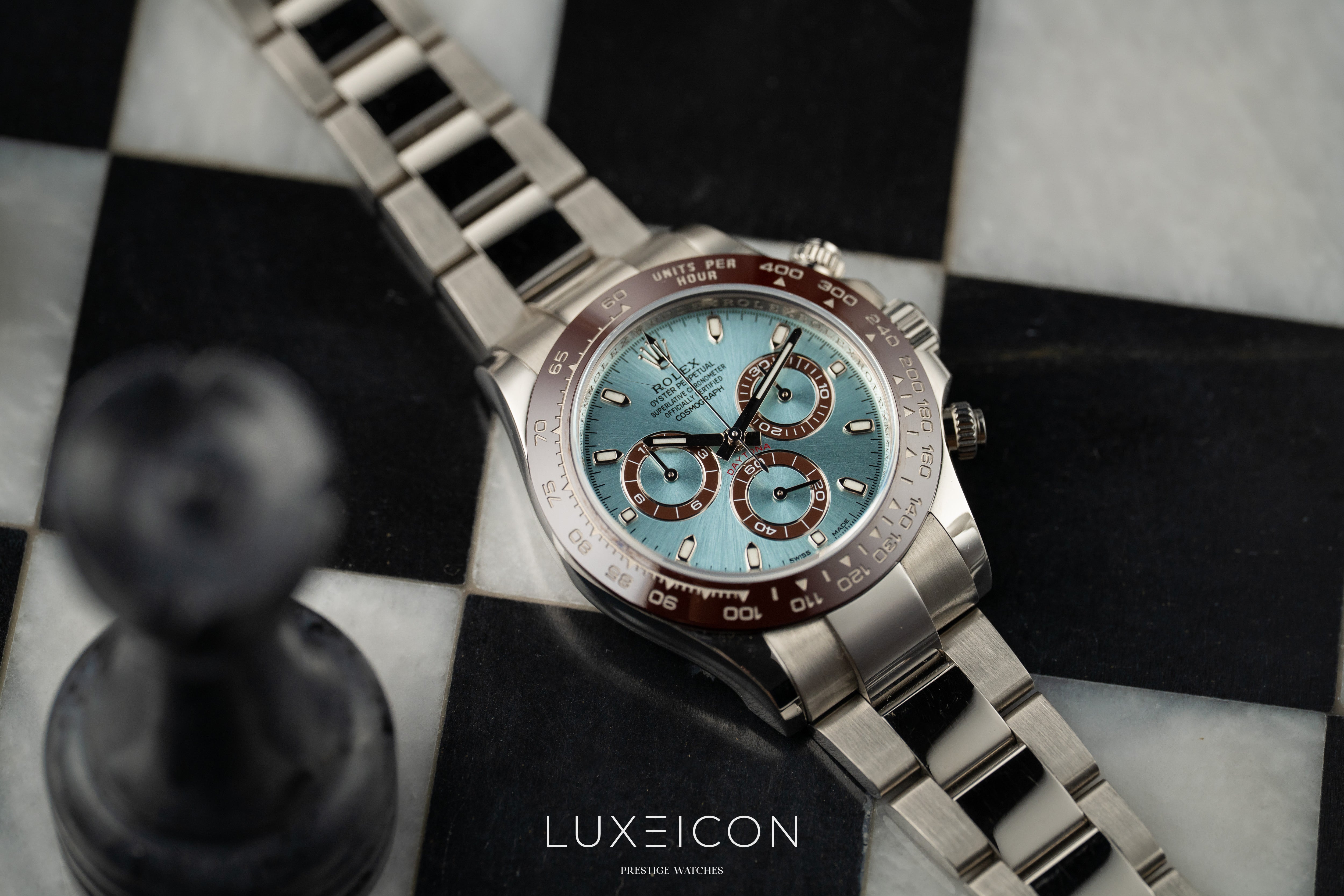 Rolex Cosmograph Daytona Platinum Ice Blue Index Dial 40mm 116506