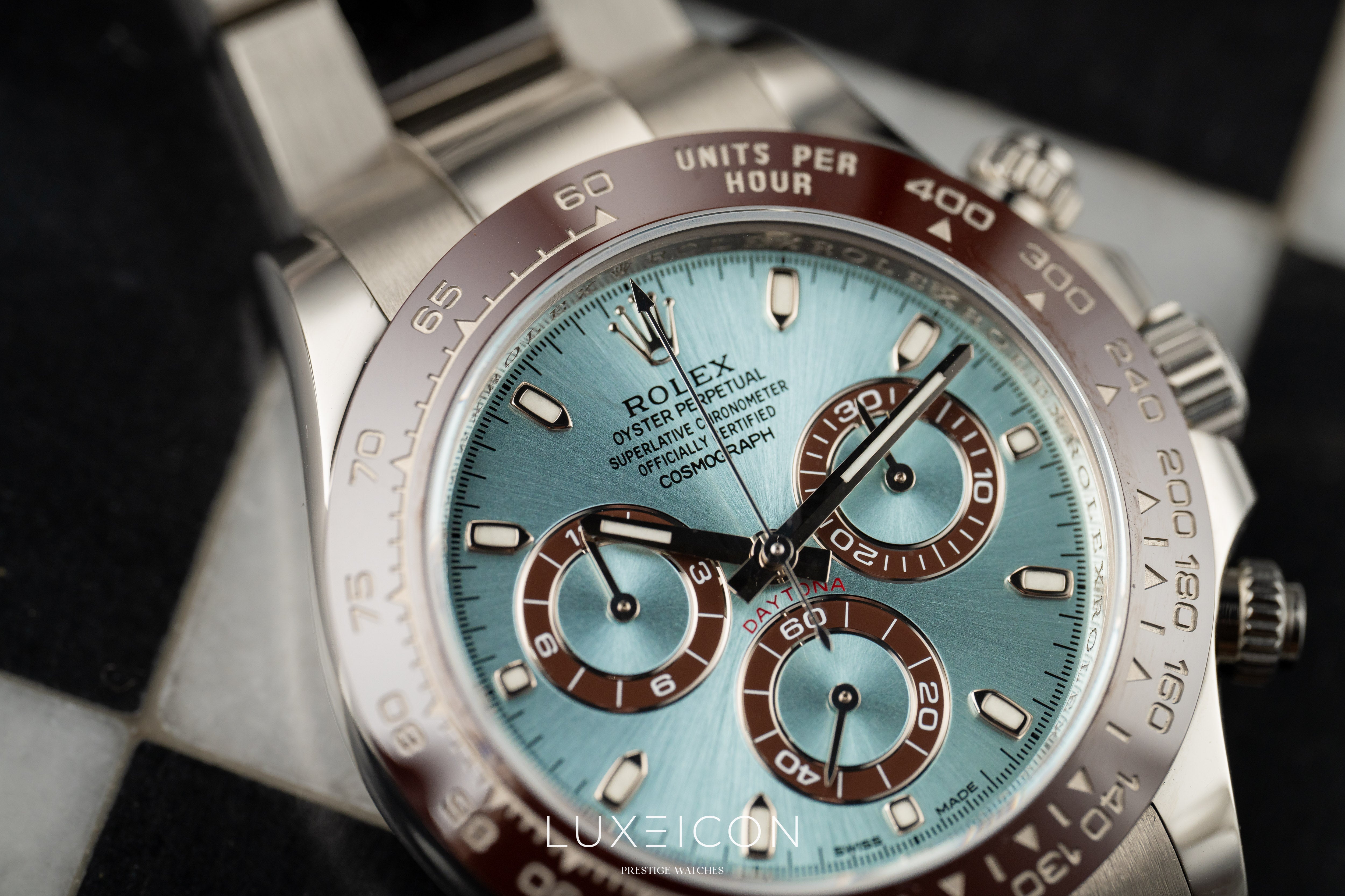 Rolex Cosmograph Daytona Platinum Ice Blue Index Dial 40mm 116506