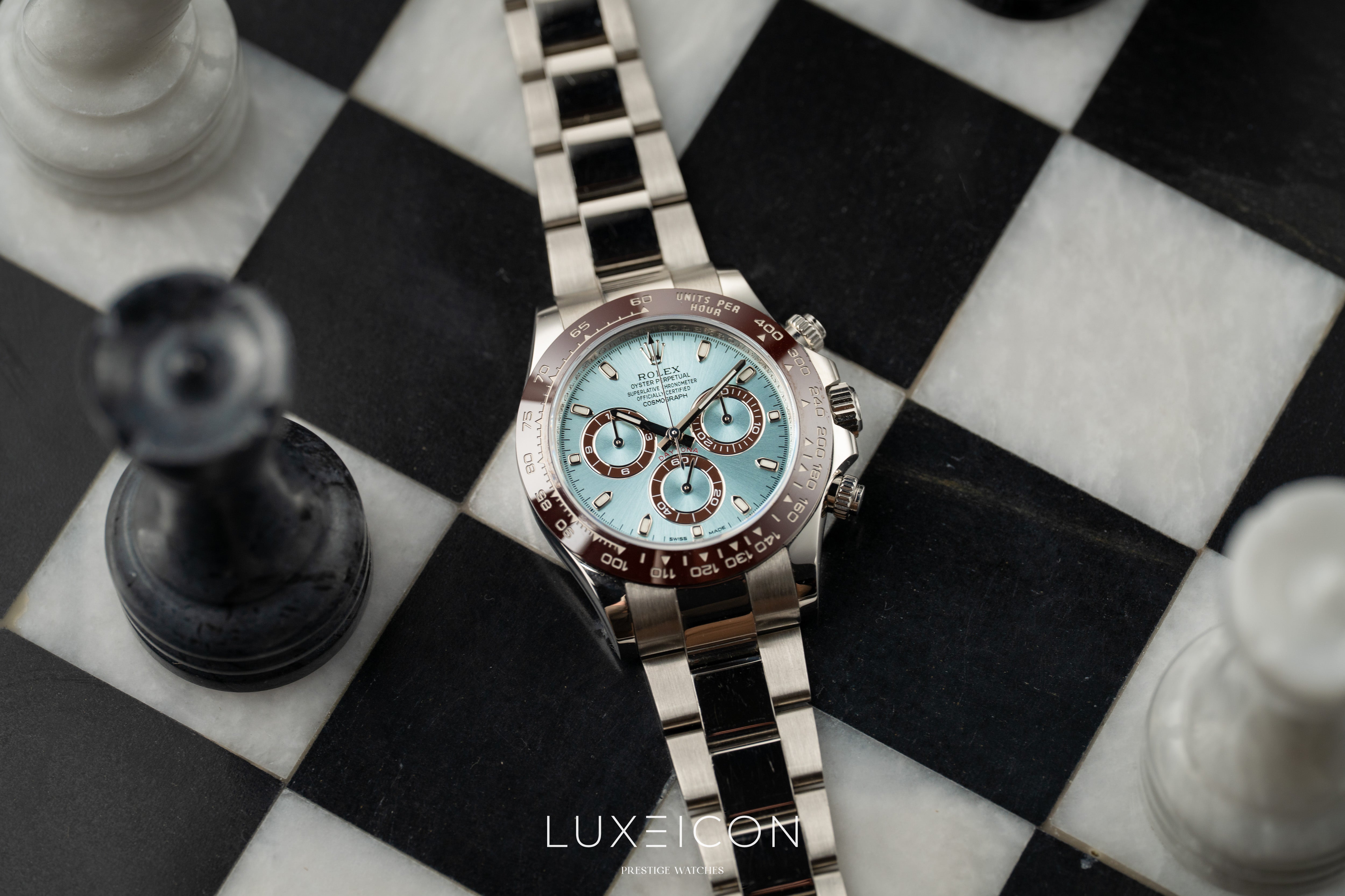 Rolex Cosmograph Daytona Platinum Ice Blue Index Dial 40mm 116506