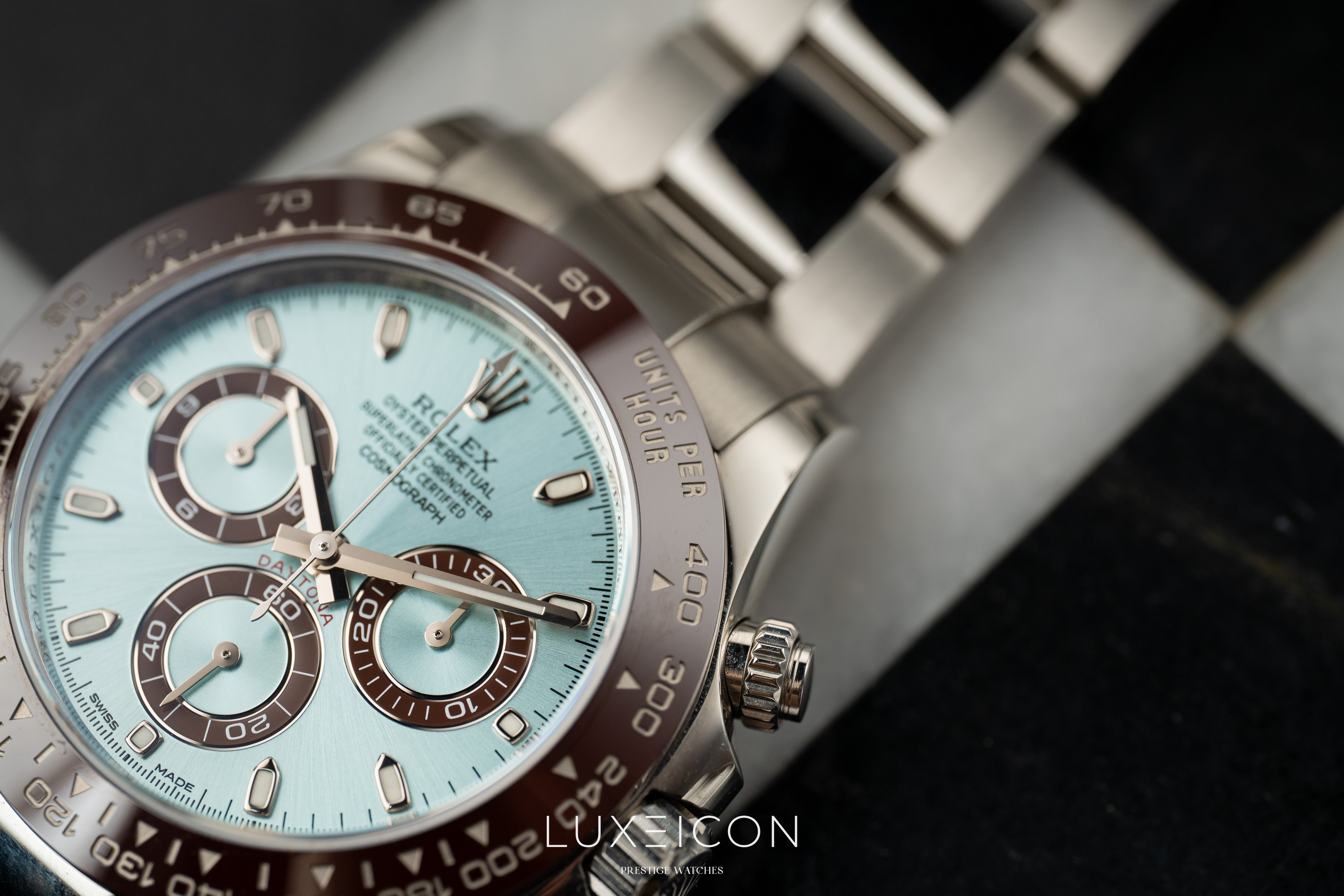 Rolex Cosmograph Daytona Platinum Ice Blue Index Dial 40mm 116506
