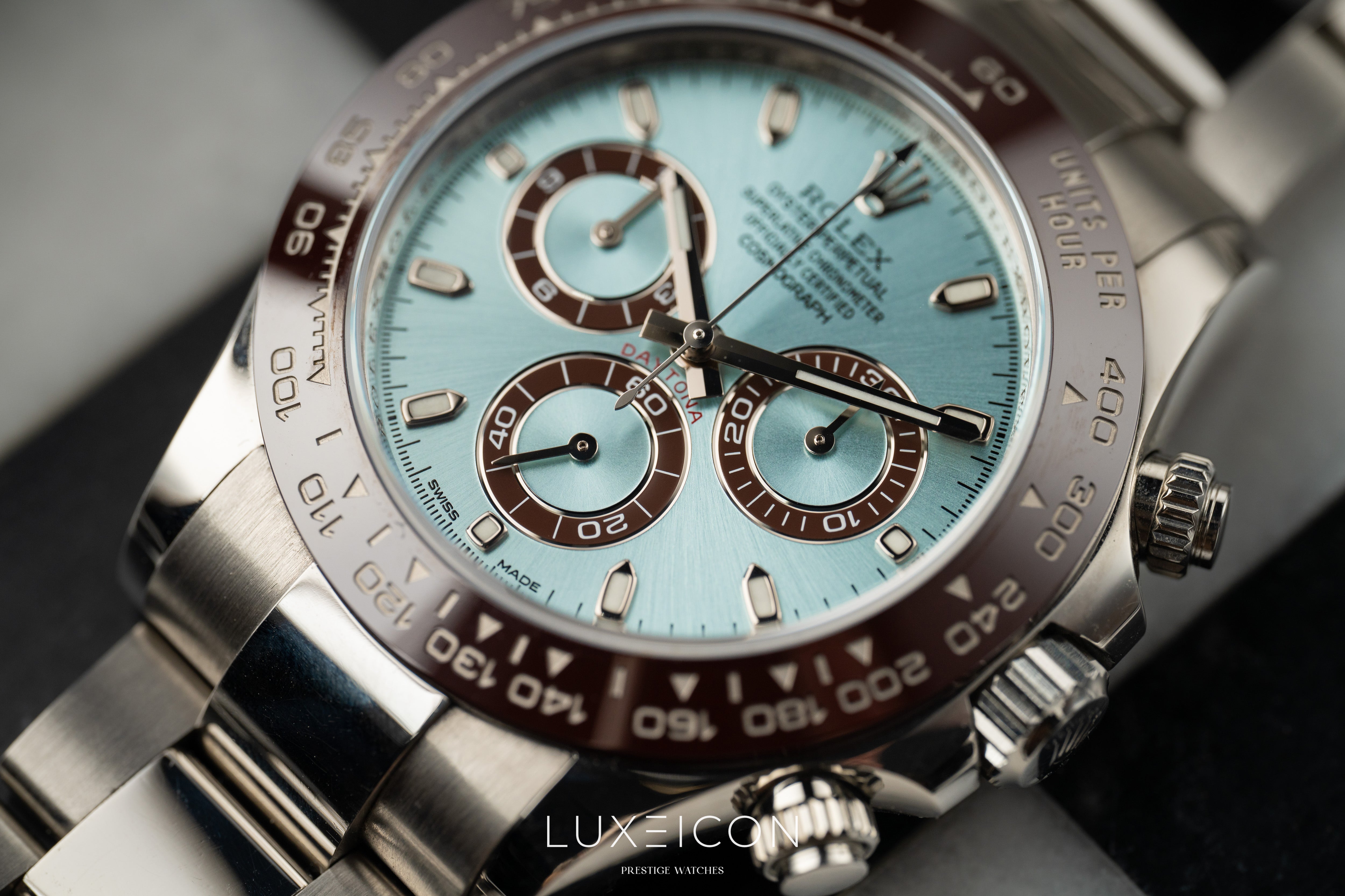 Rolex Cosmograph Daytona Platinum Ice Blue Index Dial 40mm 116506