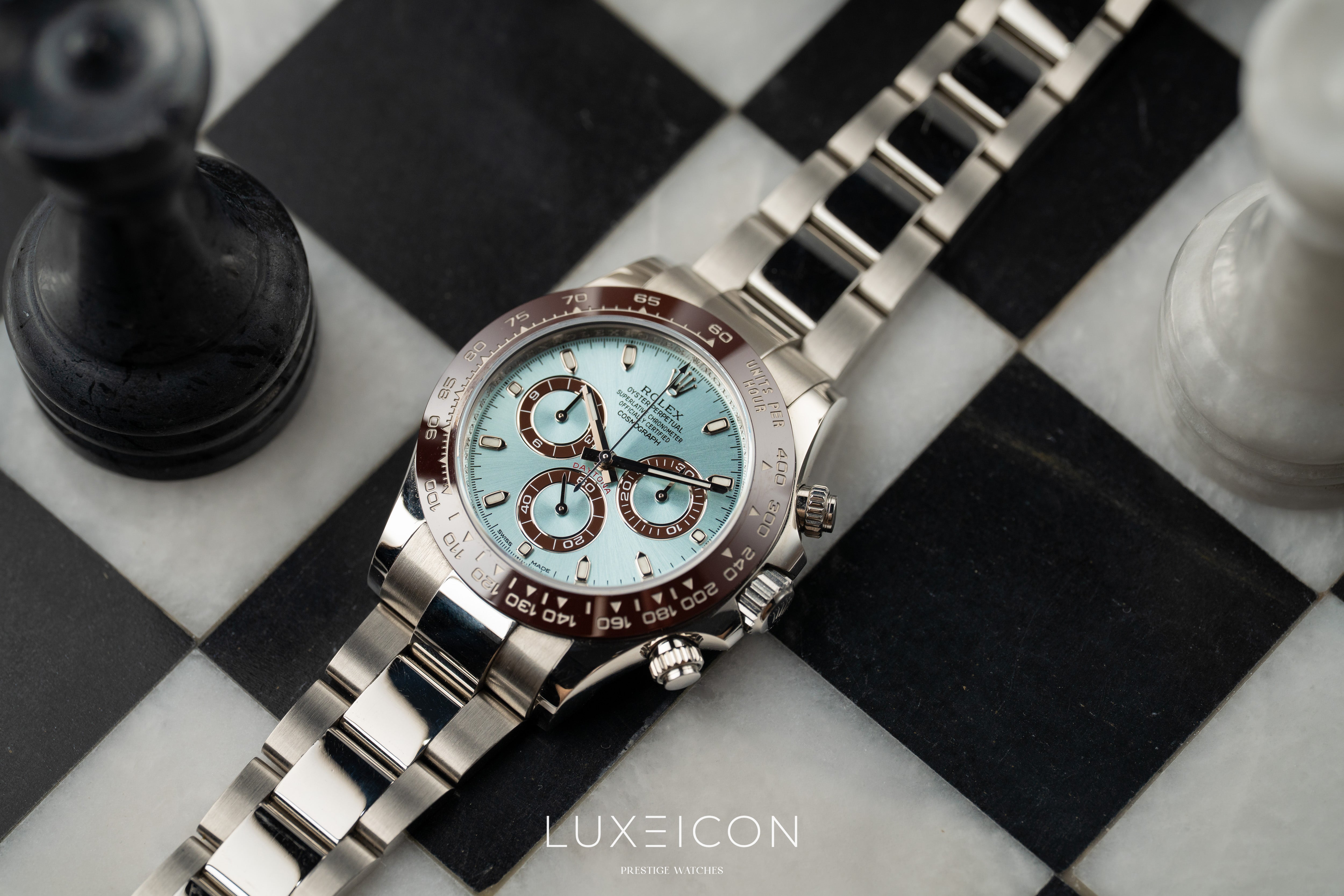 Rolex Cosmograph Daytona Platinum Ice Blue Index Dial 40mm 116506