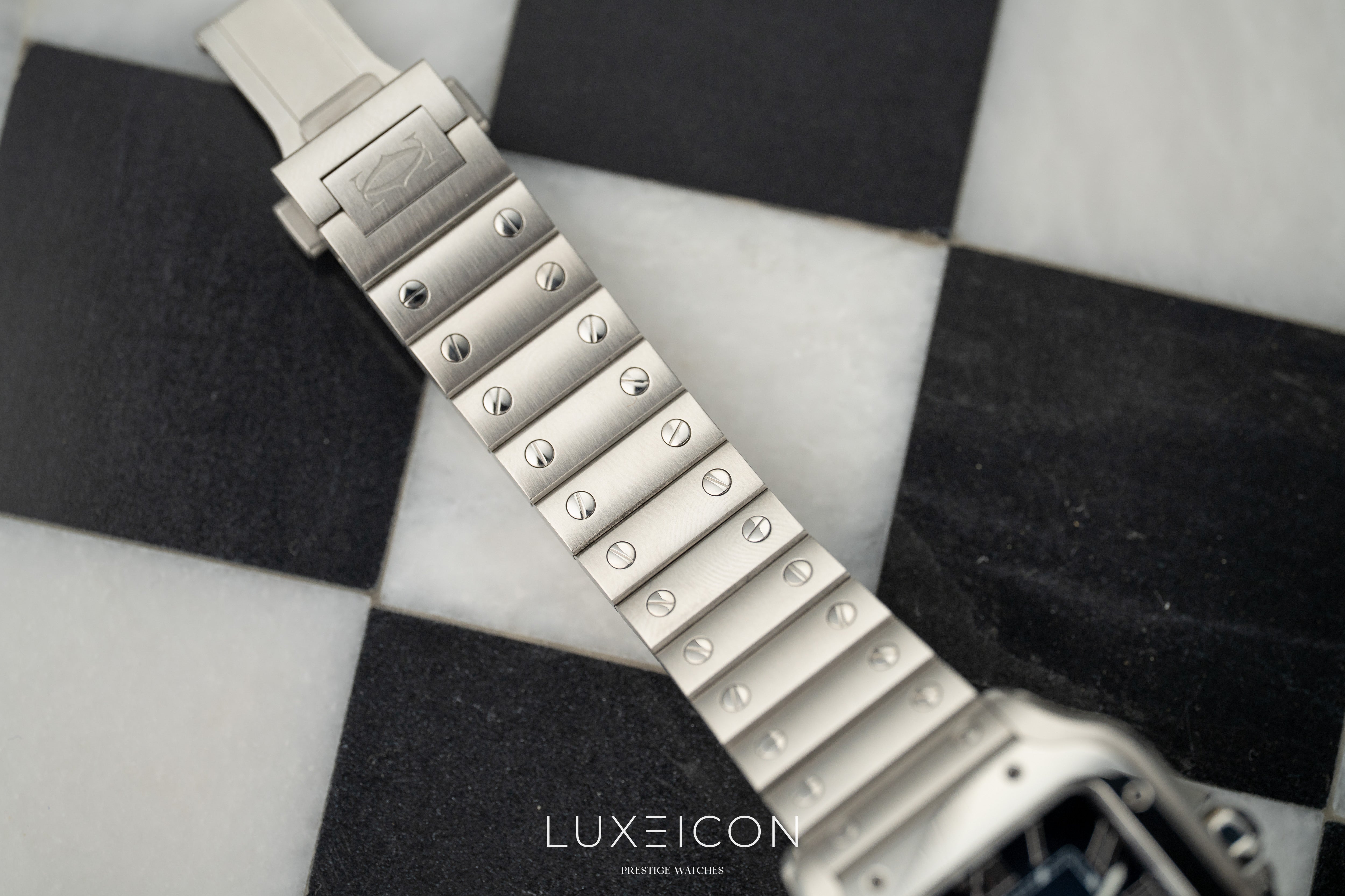 Cartier Santos De Cartier Blue Dial Medium Stainless Steel Bracelet 2025