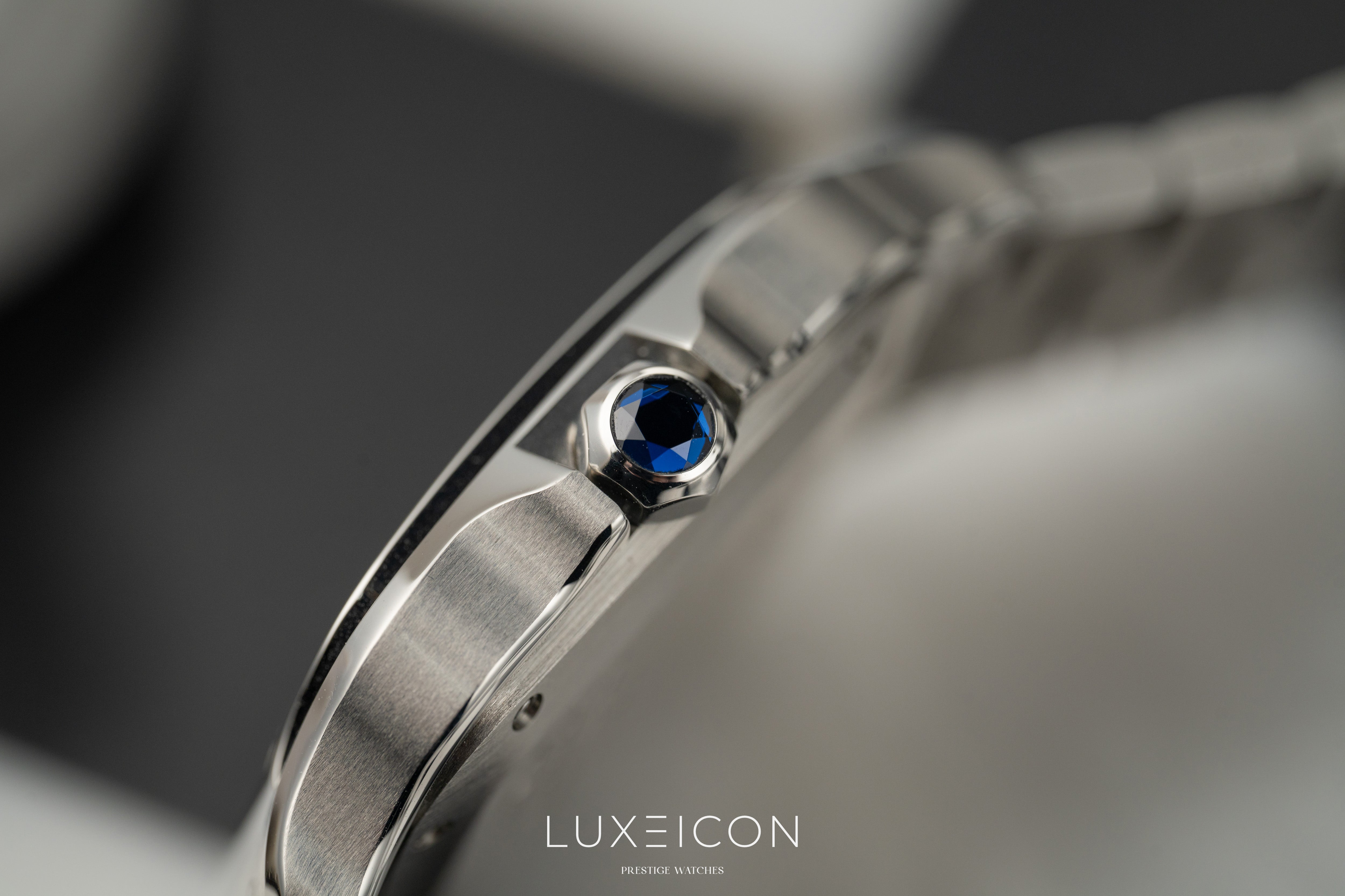 Cartier Santos De Cartier Blue Dial Medium Stainless Steel Bracelet 2025