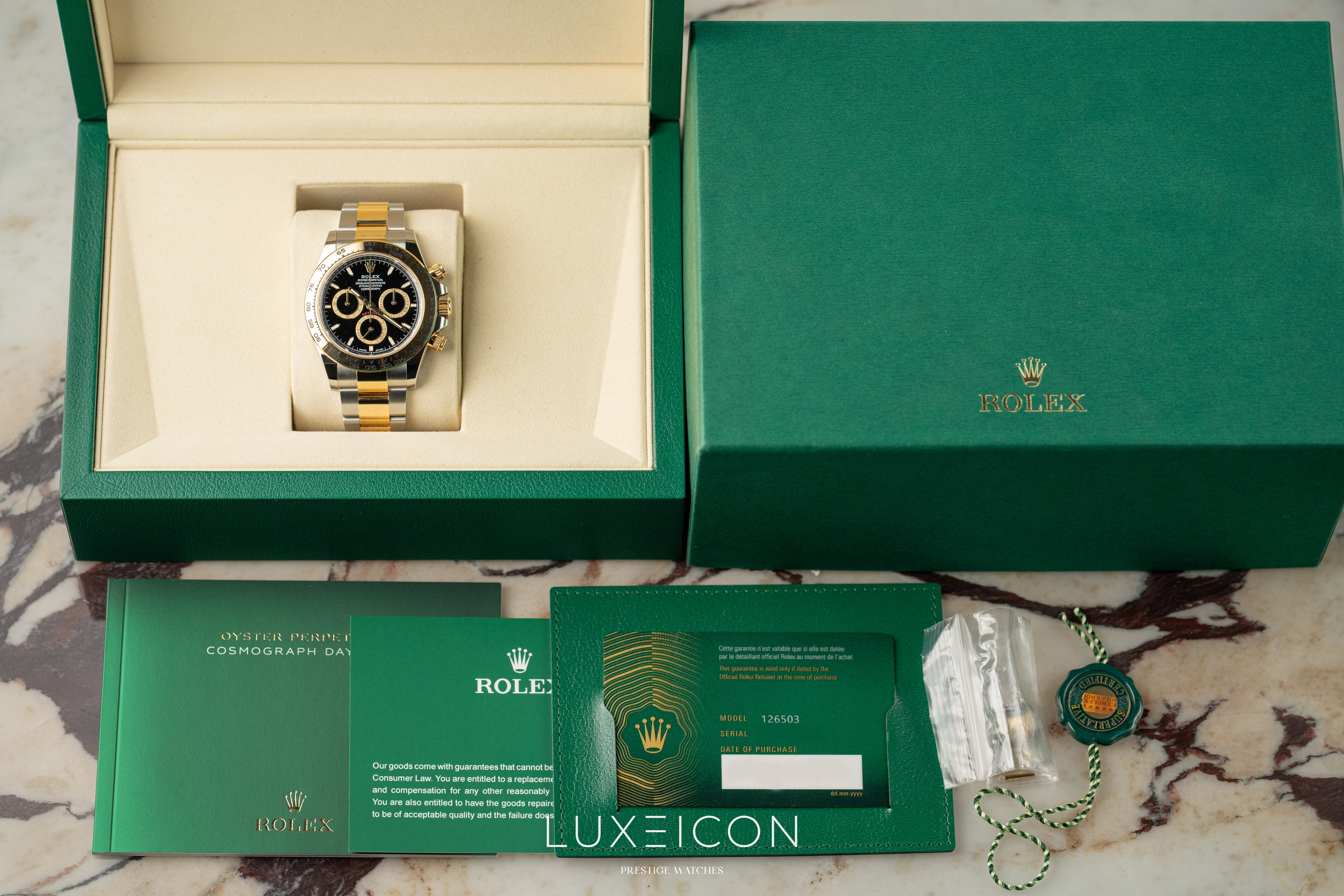 Rolex Daytona Cosmograph 126503 Two Tone Yellow Gold Steel Black Dial 2025