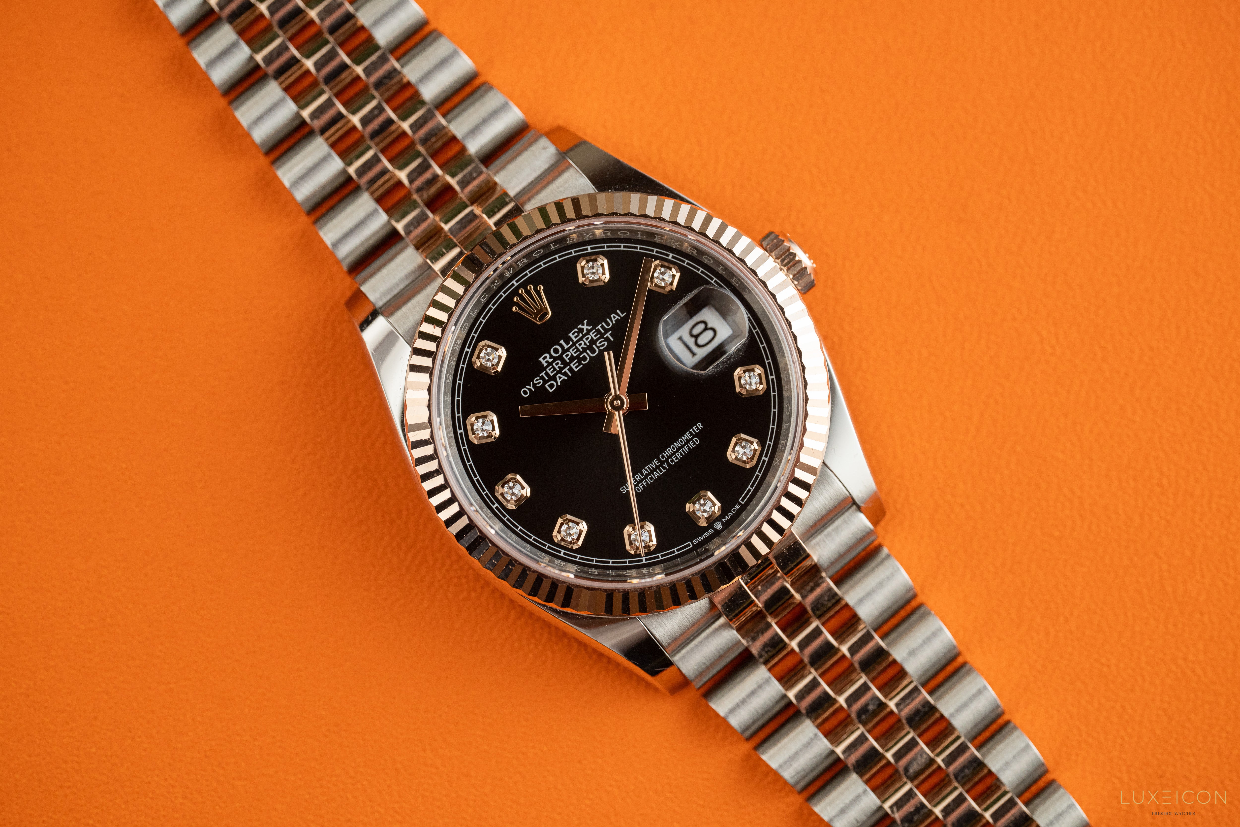 Rolex Datejust 36 126231 Datejust 36mm Two-Tone Rose Gold Black Diamond Dial Jubilee 2025