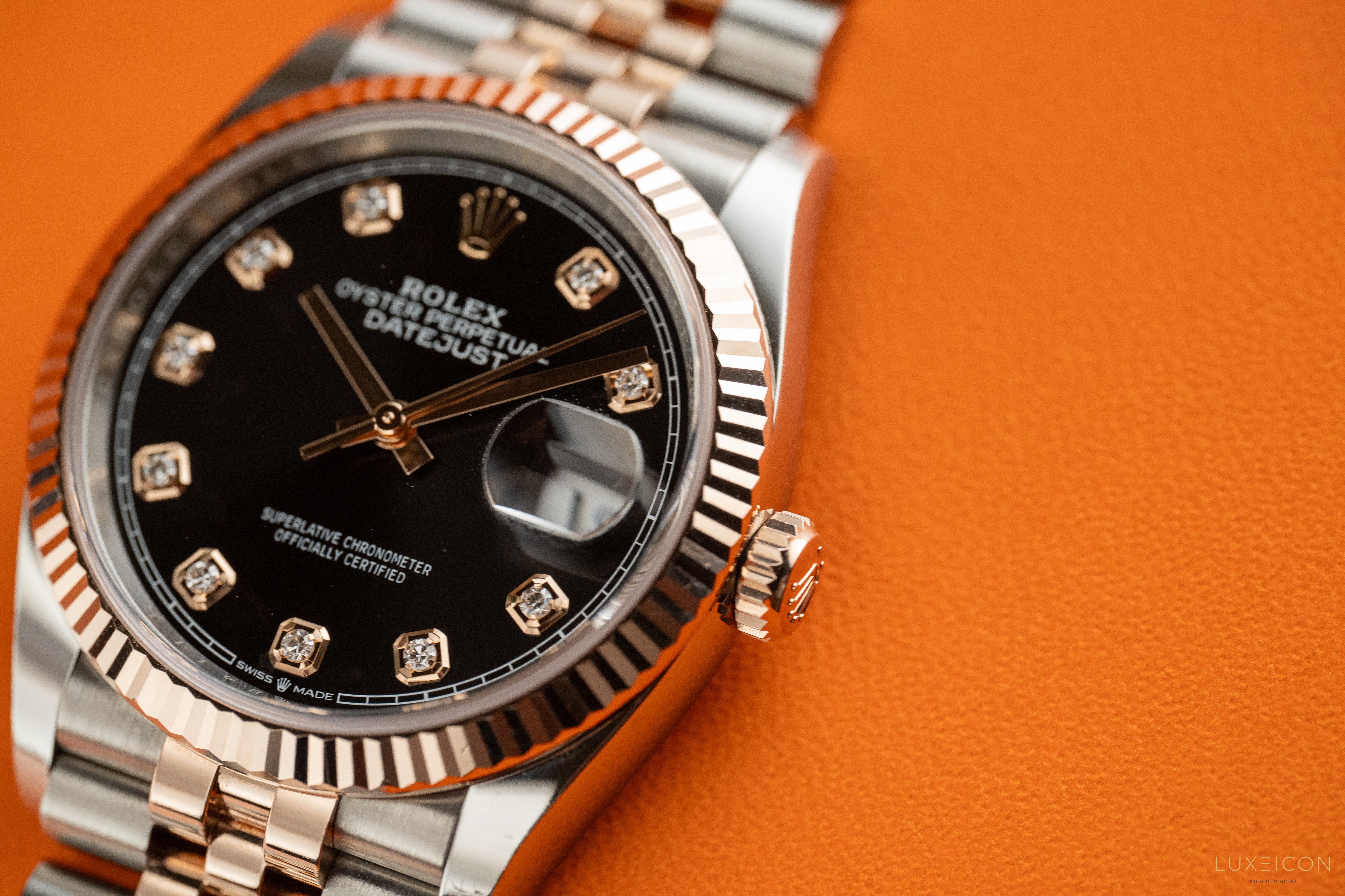 Rolex Datejust 36 126231 Datejust 36mm Two-Tone Rose Gold Black Diamond Dial Jubilee 2025