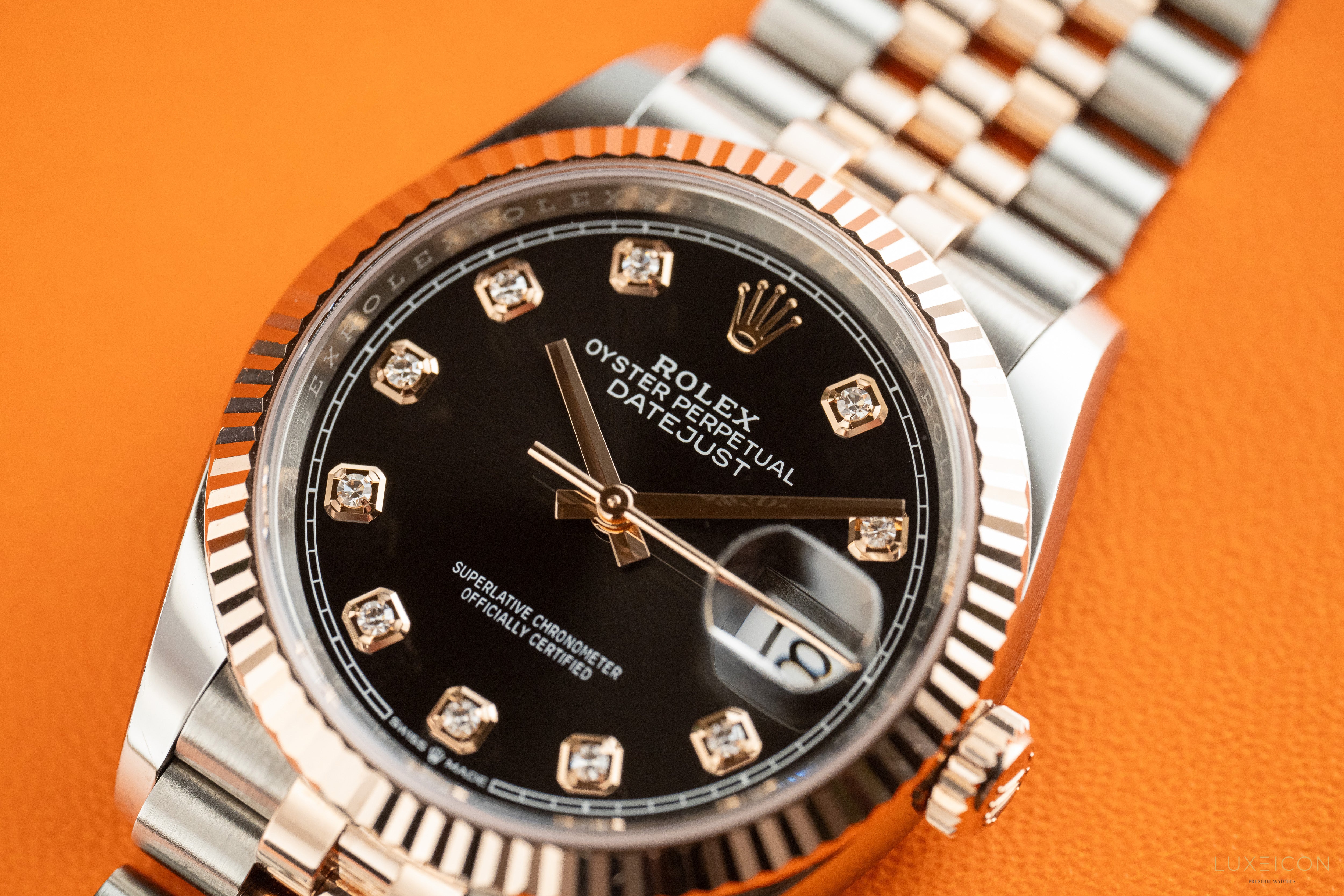 Rolex Datejust 36 126231 Datejust 36mm Two-Tone Rose Gold Black Diamond Dial Jubilee 2025