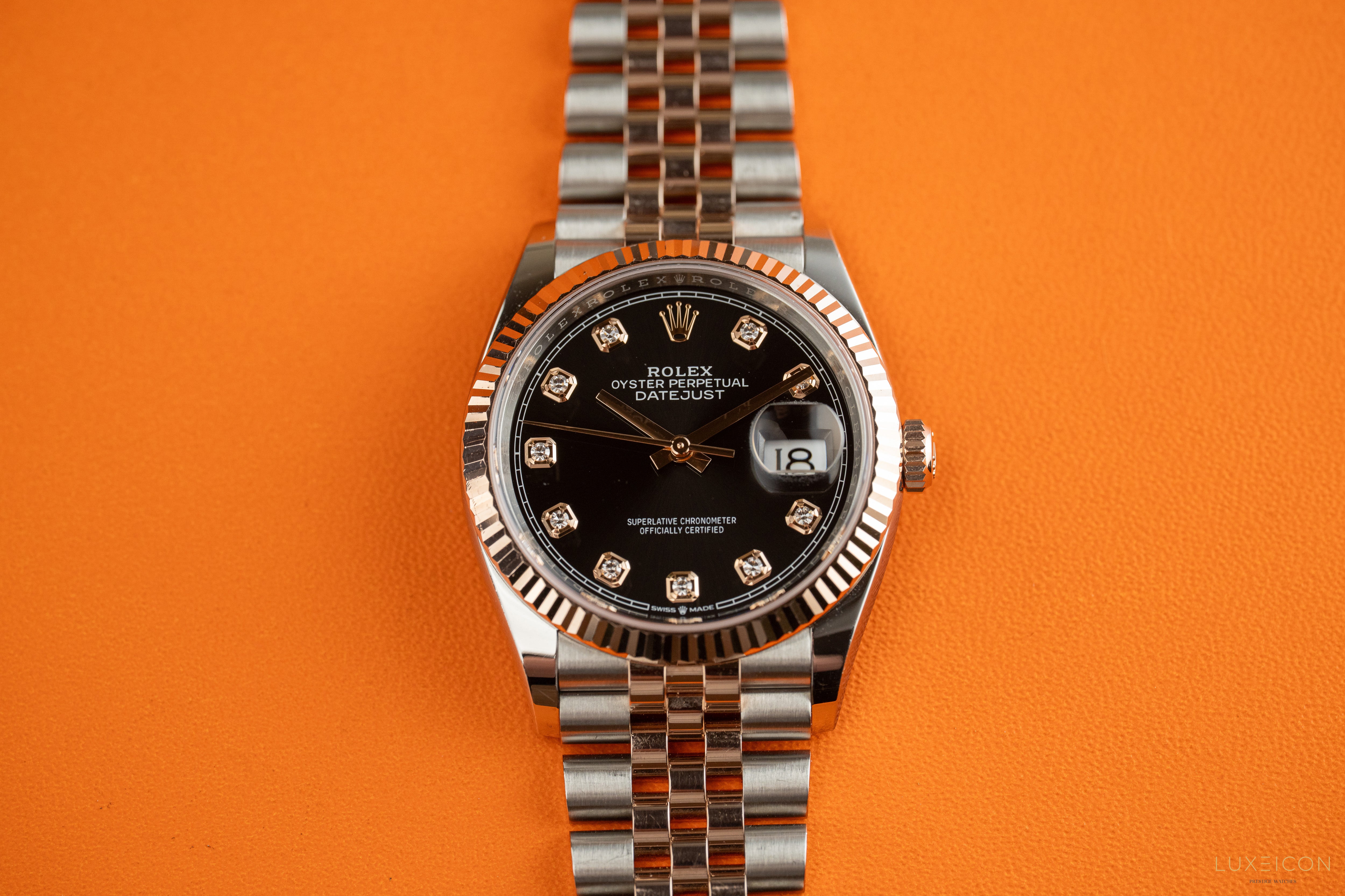 Rolex Datejust 36 126231 Datejust 36mm Two-Tone Rose Gold Black Diamond Dial Jubilee 2025