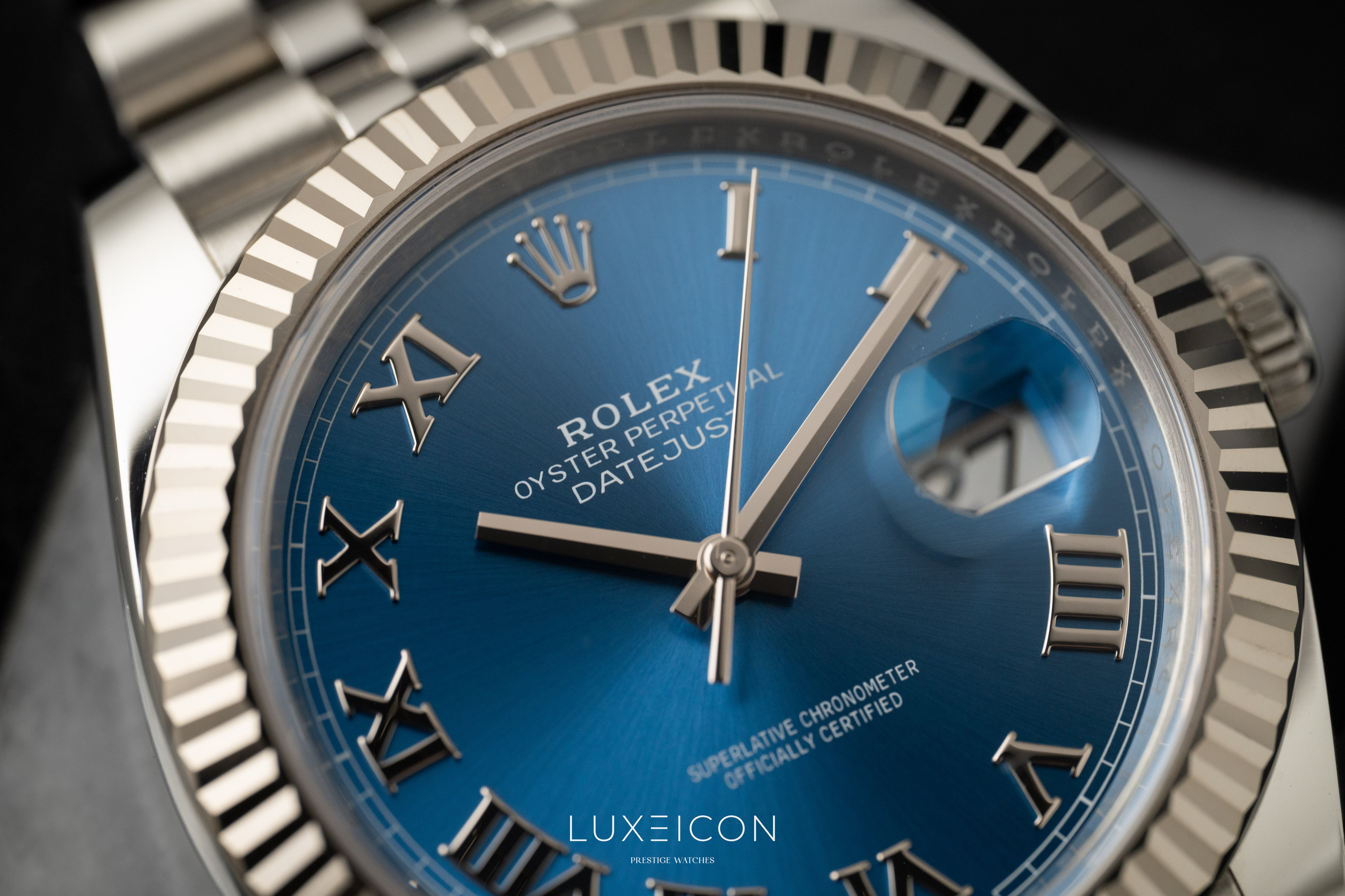 Rolex Datejust 41 126334 Blue Azzurro Roman White Gold Fluted Bezel Jubilee 2026