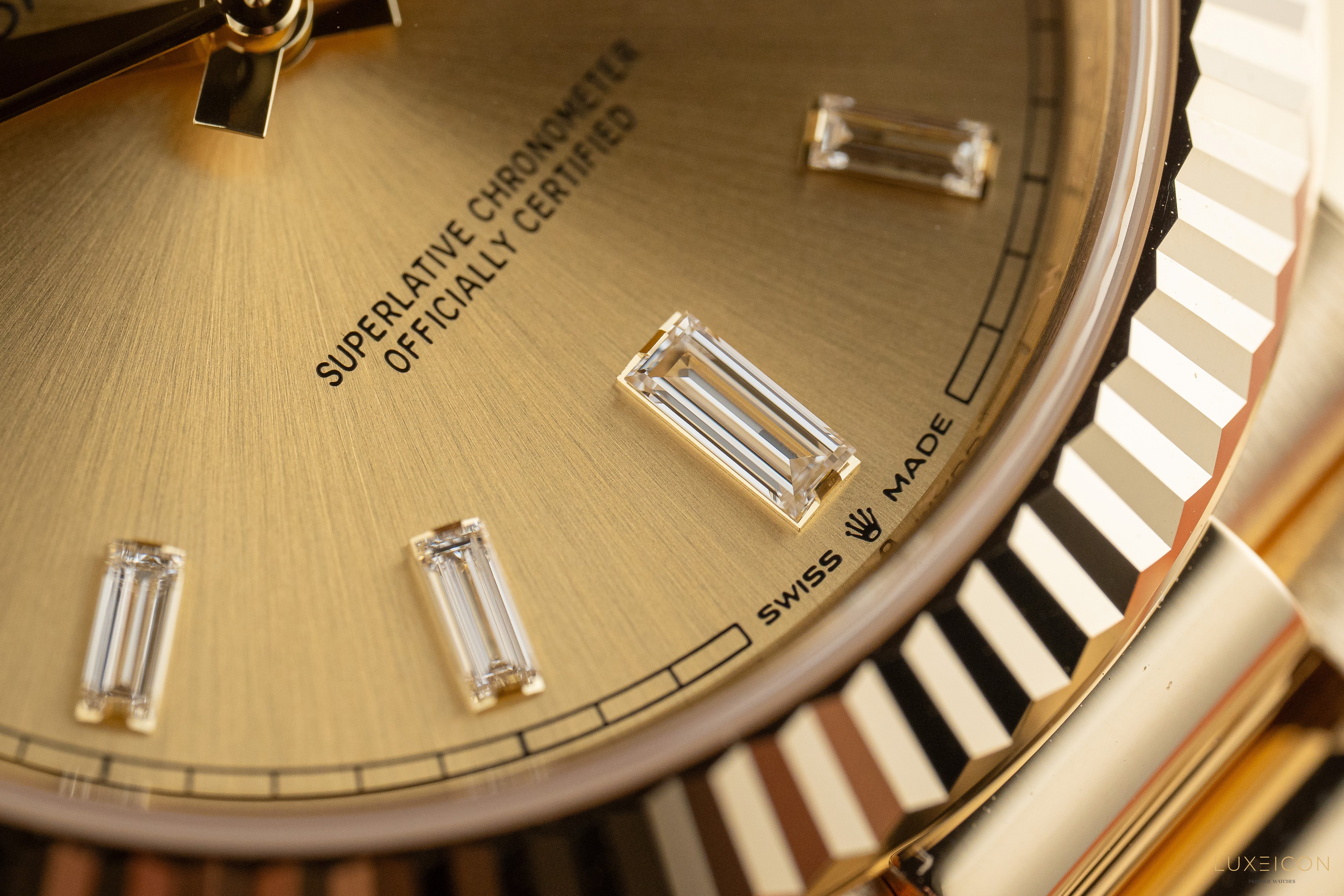 Rolex Day-Date 40mm 228238 Champagne 18K Yellow Gold President Diamond Baguette 2025