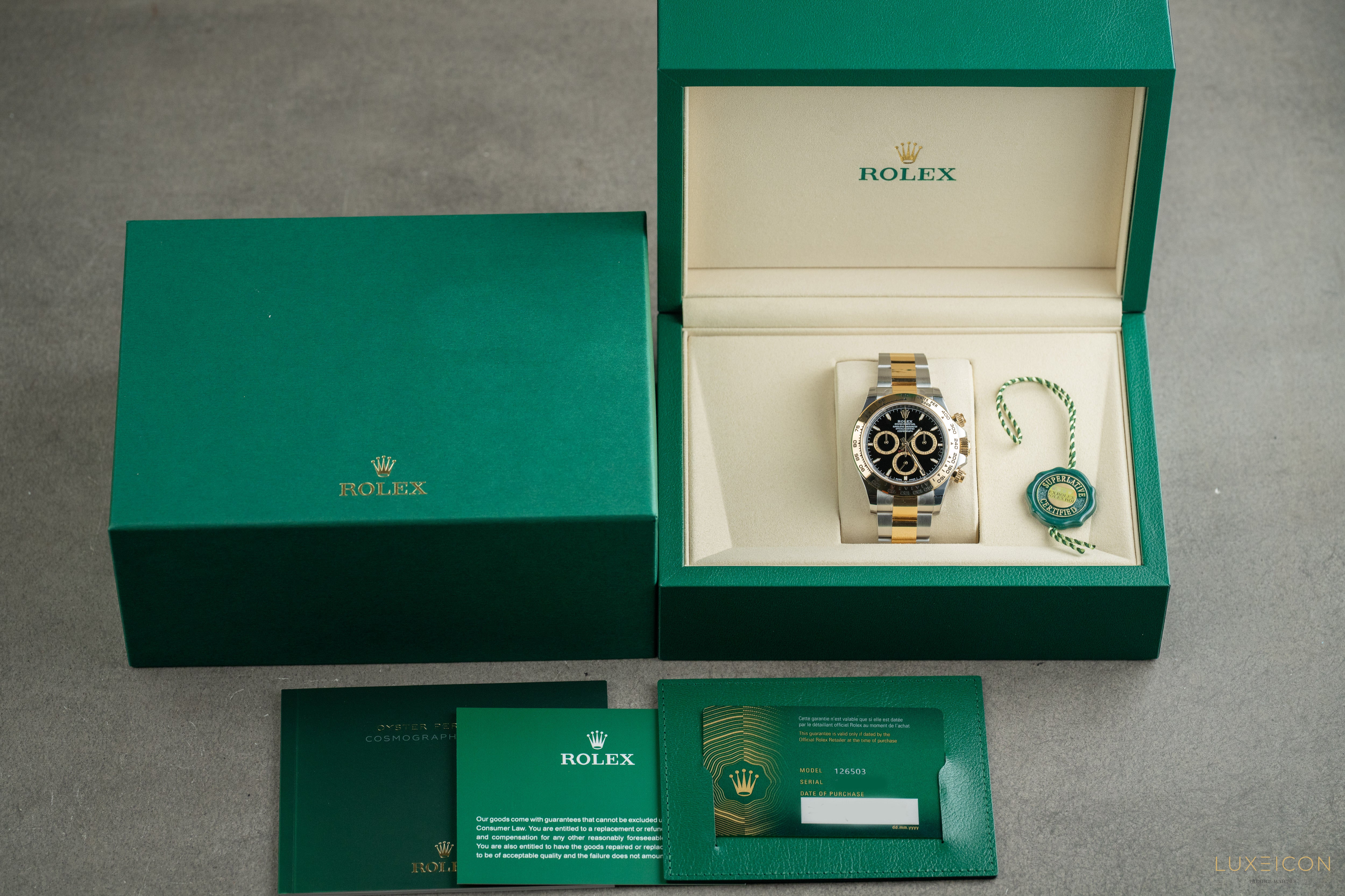 Rolex Daytona Cosmograph 126503 Two Tone Yellow Gold Steel Black Dial 2025